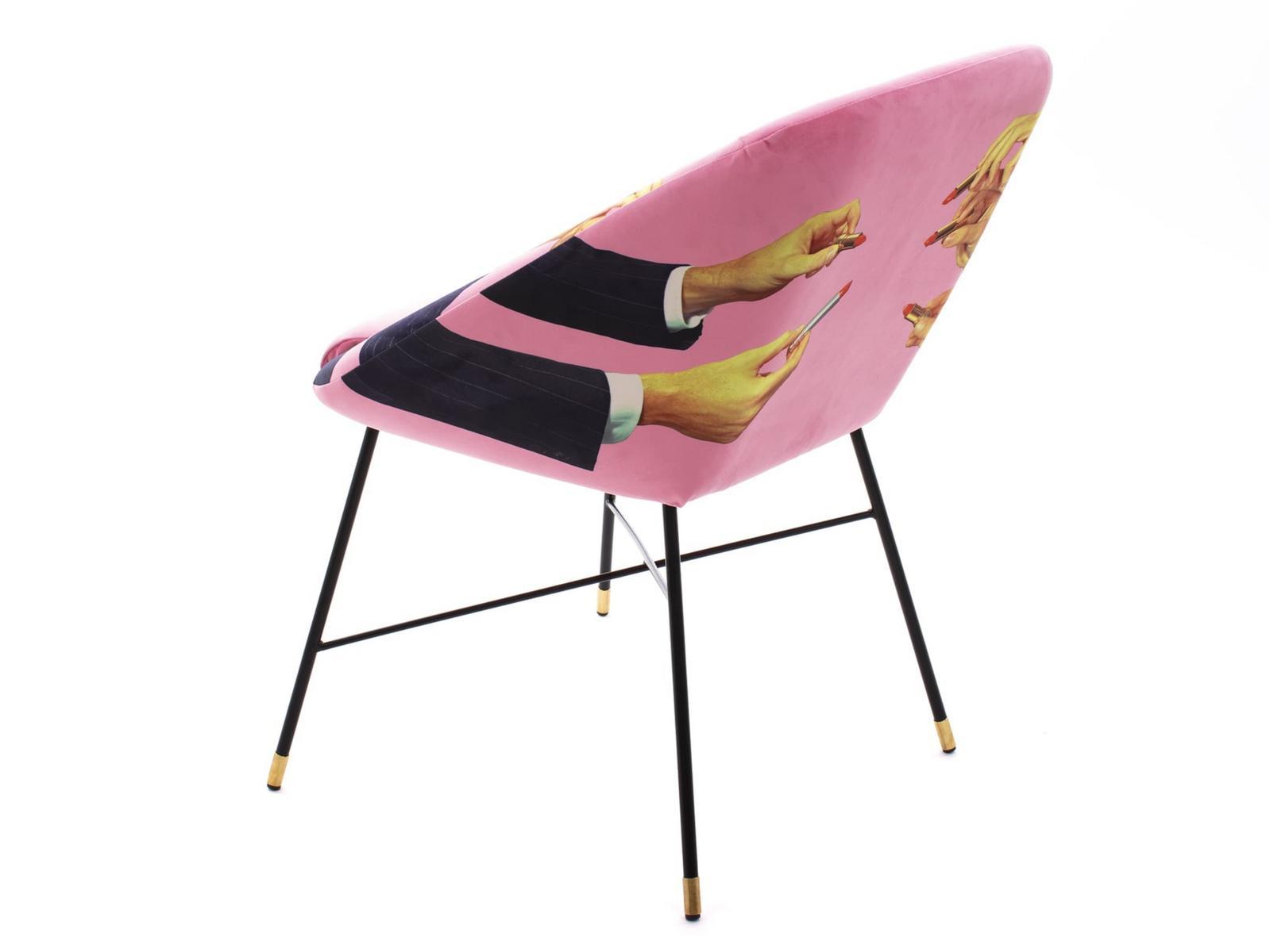 LIPSTICKS PINK Upholstered fabric chair with armrests