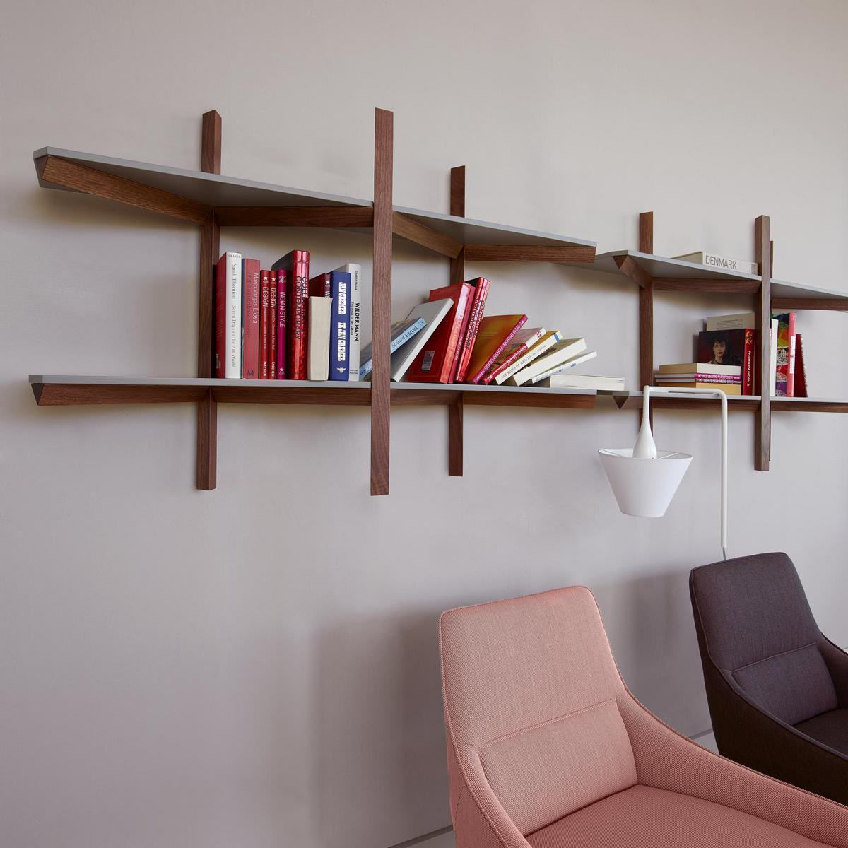 BIPLAN Wall-mounted floating wooden bookcase