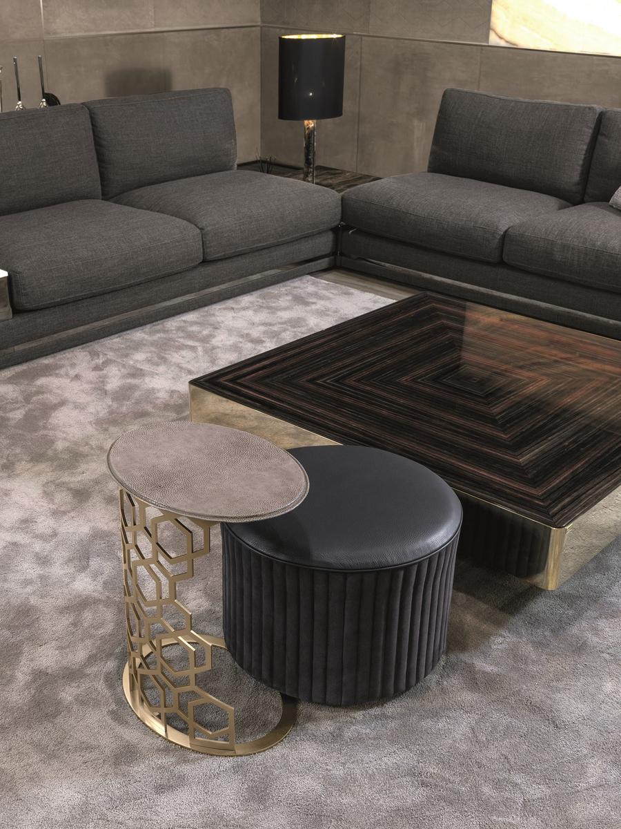 FELIX Round velvet pouf