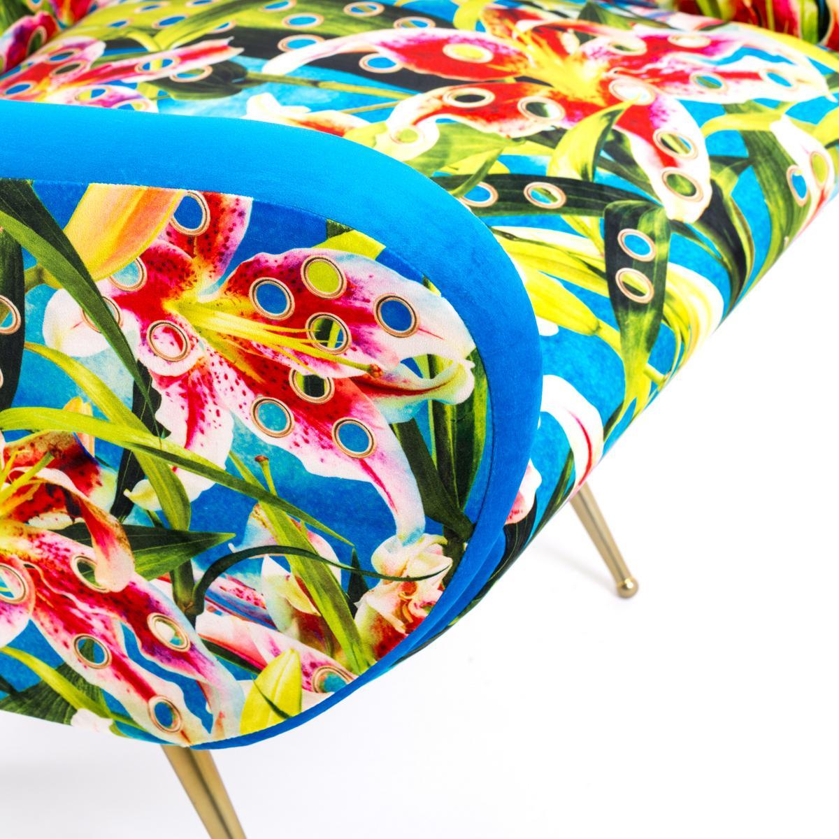 FLOWERS WITH HOLES Fabric armchair with armrests