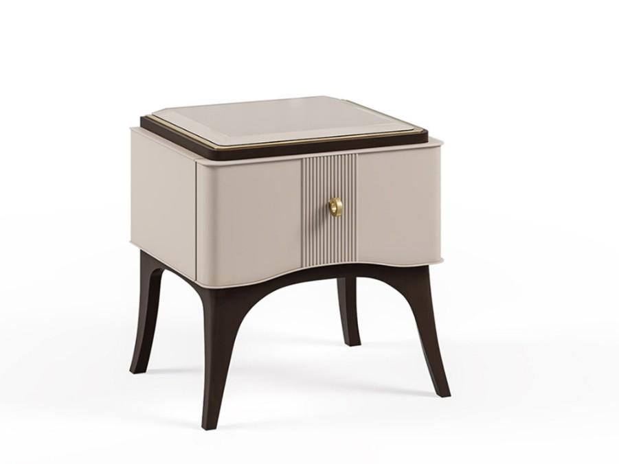 PR.137 Rectangular bedside table with glass top