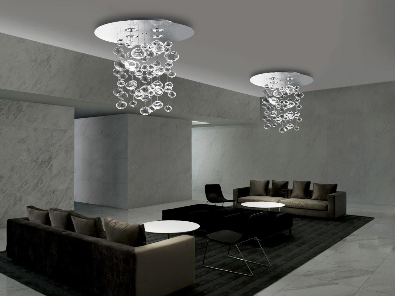 ETHER S90 LED glass and steel ceiling lamp