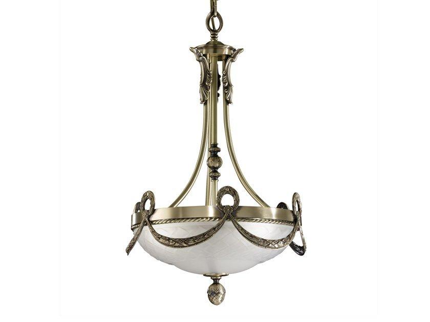 CLOE 1741/3 Antique Brass chandelier with glass
