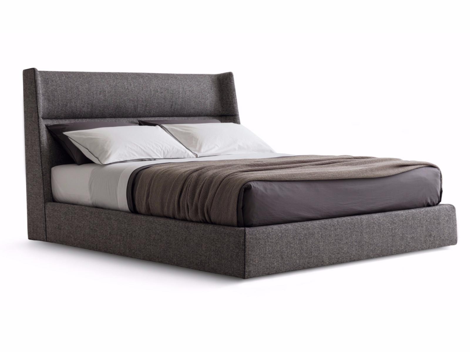 CHLOE Fabric double bed with upholstered headboard