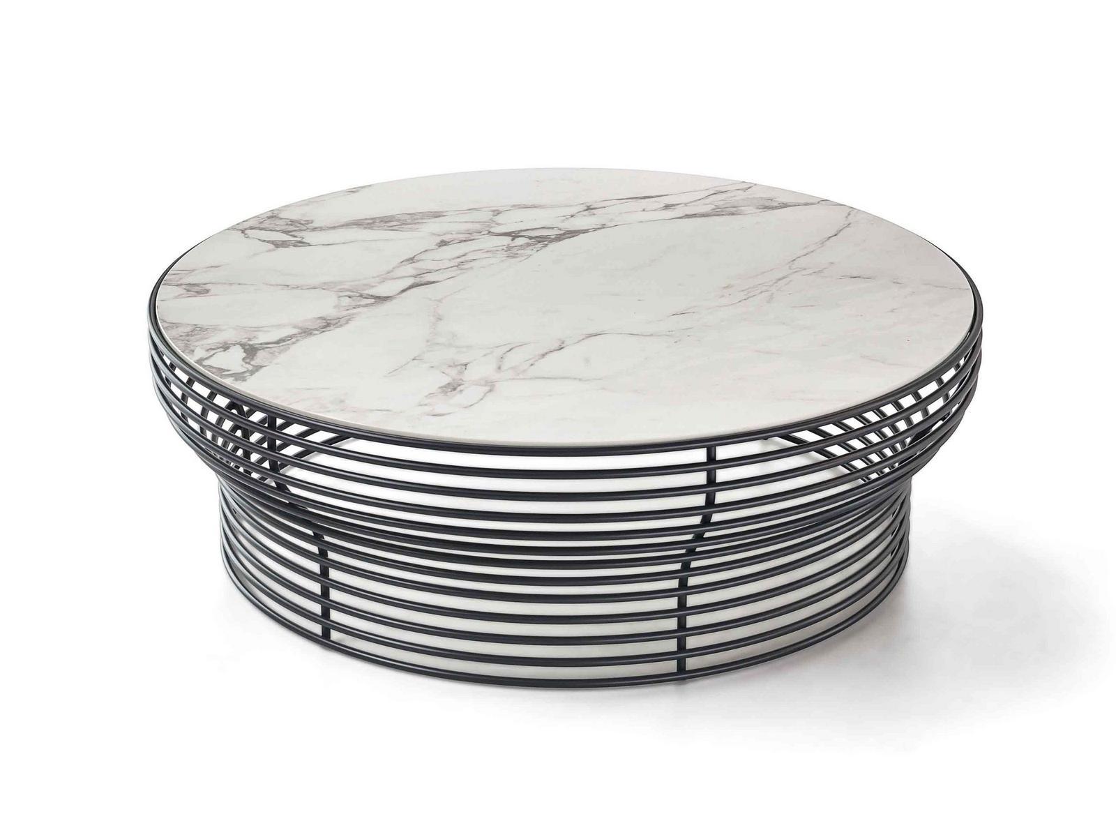 ORION Round glass and steel coffee table