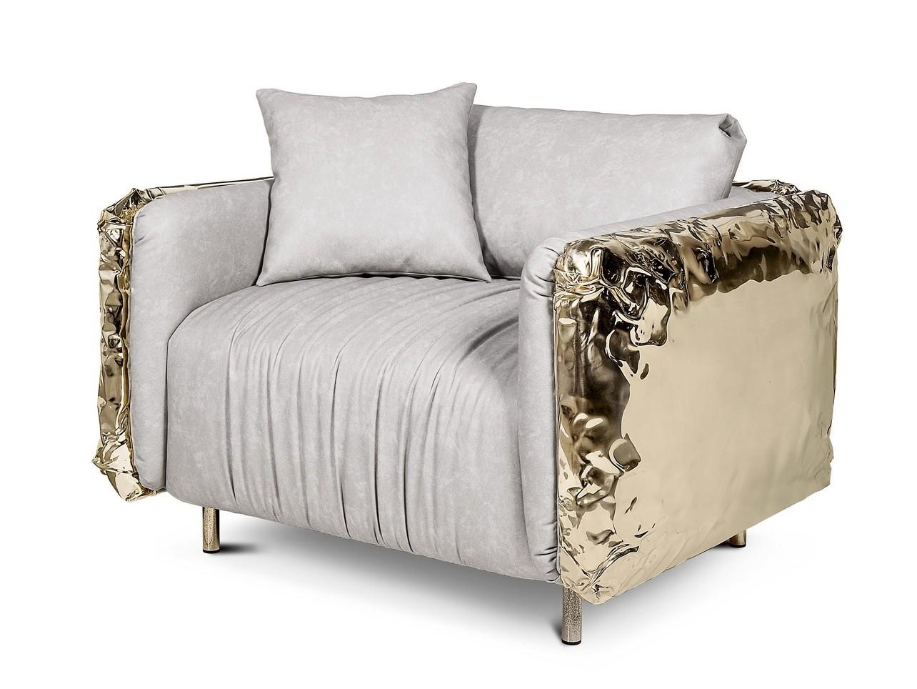 IMPERFECTIO Upholstered leather armchair with armrests