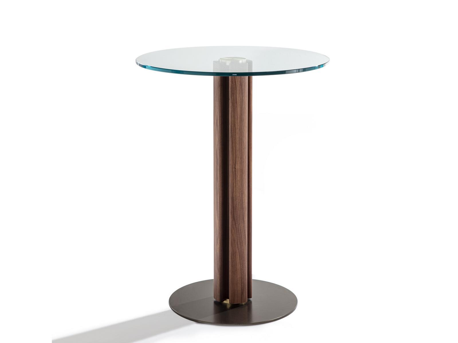 QUADRIFOGLIO BISTROT High table in canaletta walnut and glass top