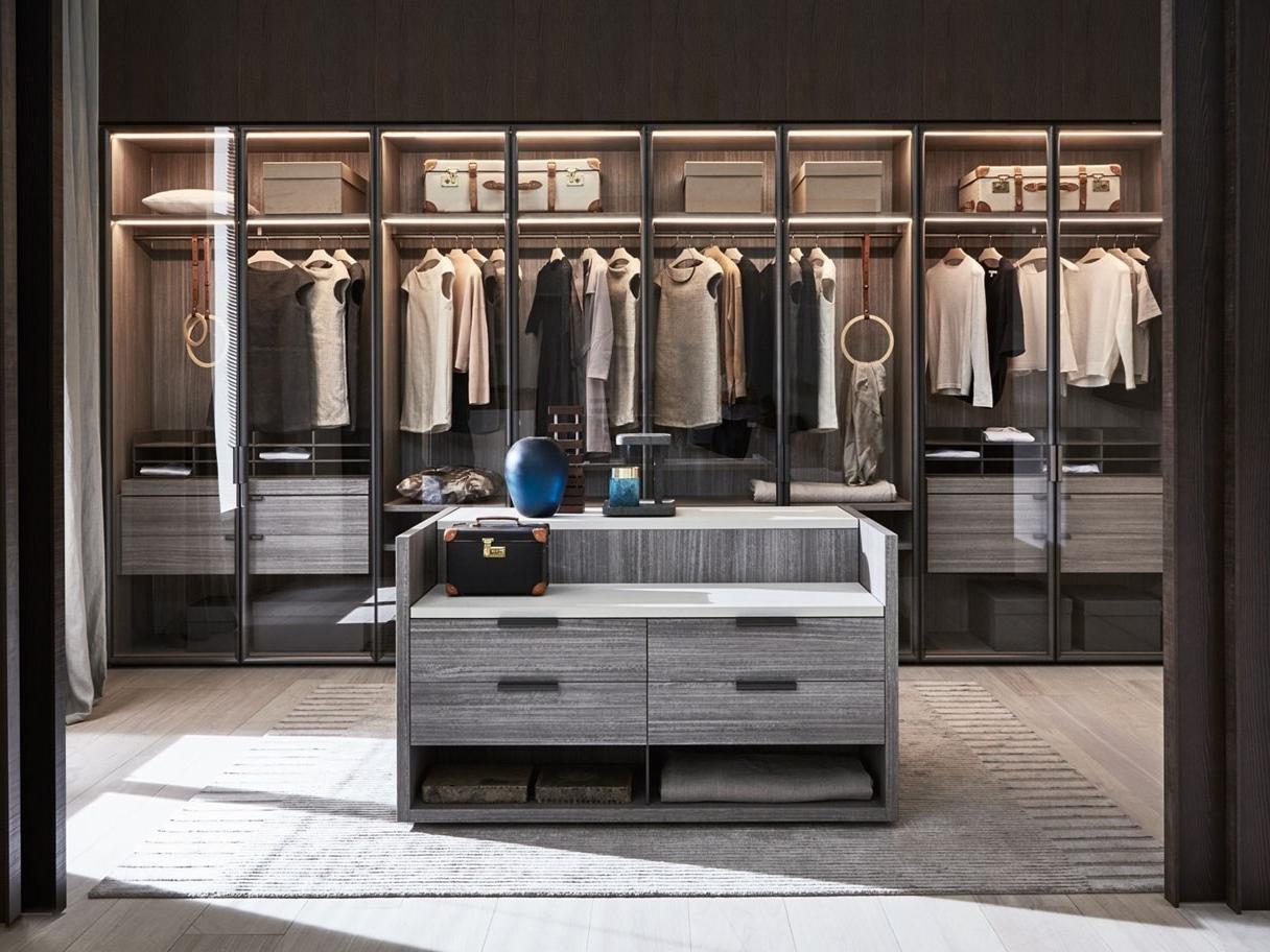 GLISS MASTER Sectional wood and glass walk-in wardrobe