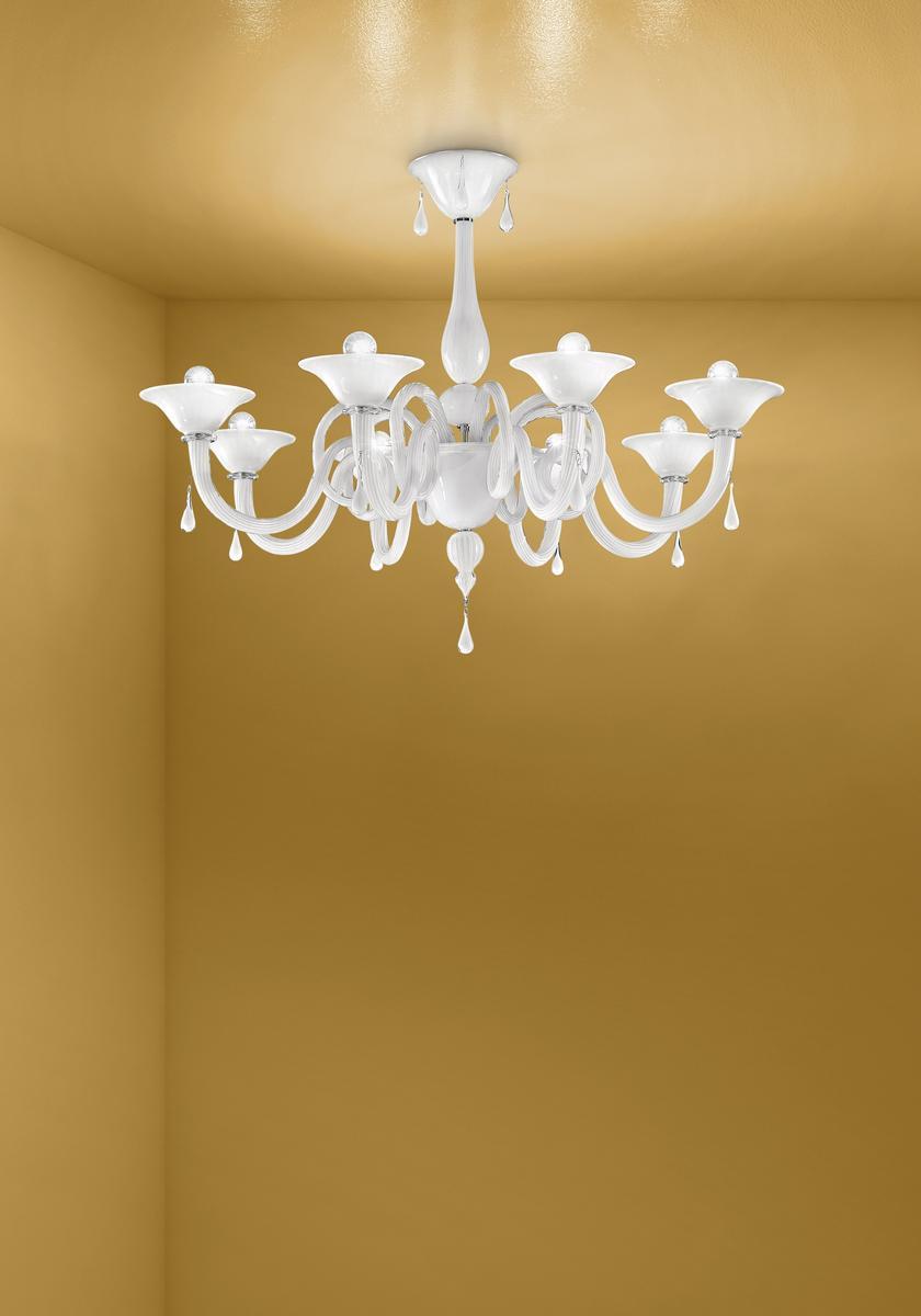 DOLFIN Glass chandelier with crystals