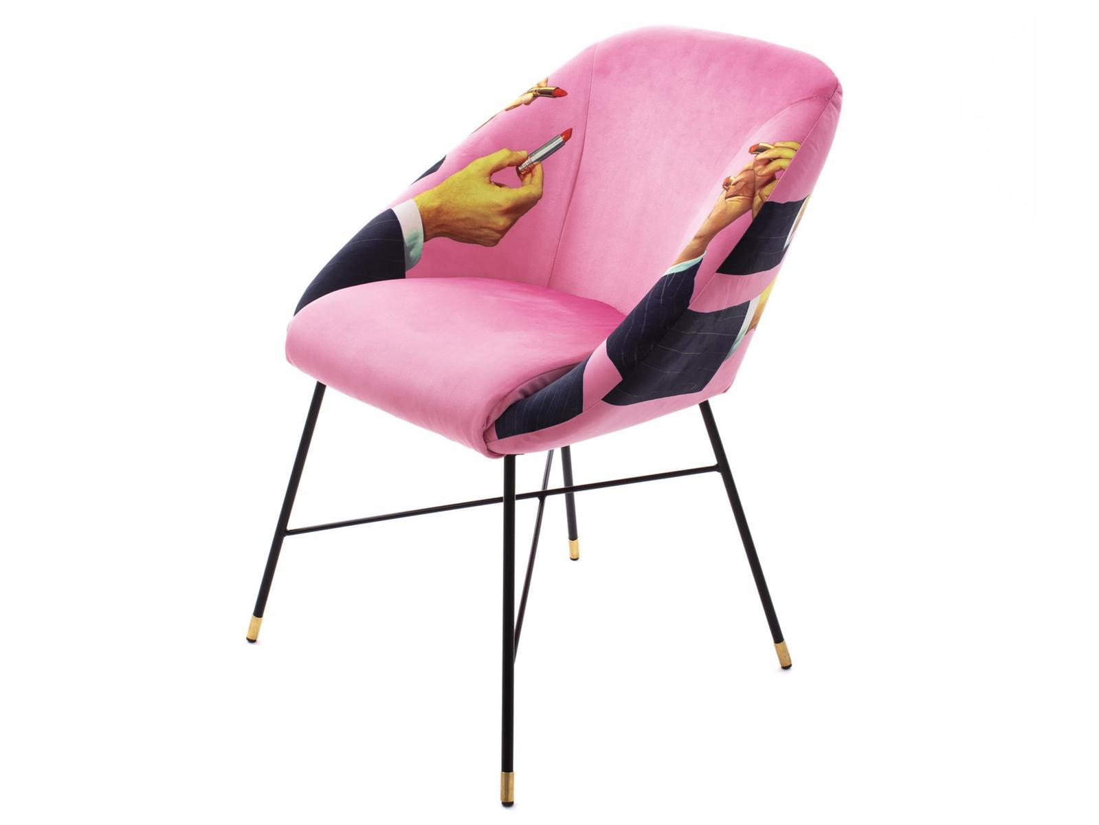 LIPSTICKS PINK Upholstered fabric chair with armrests