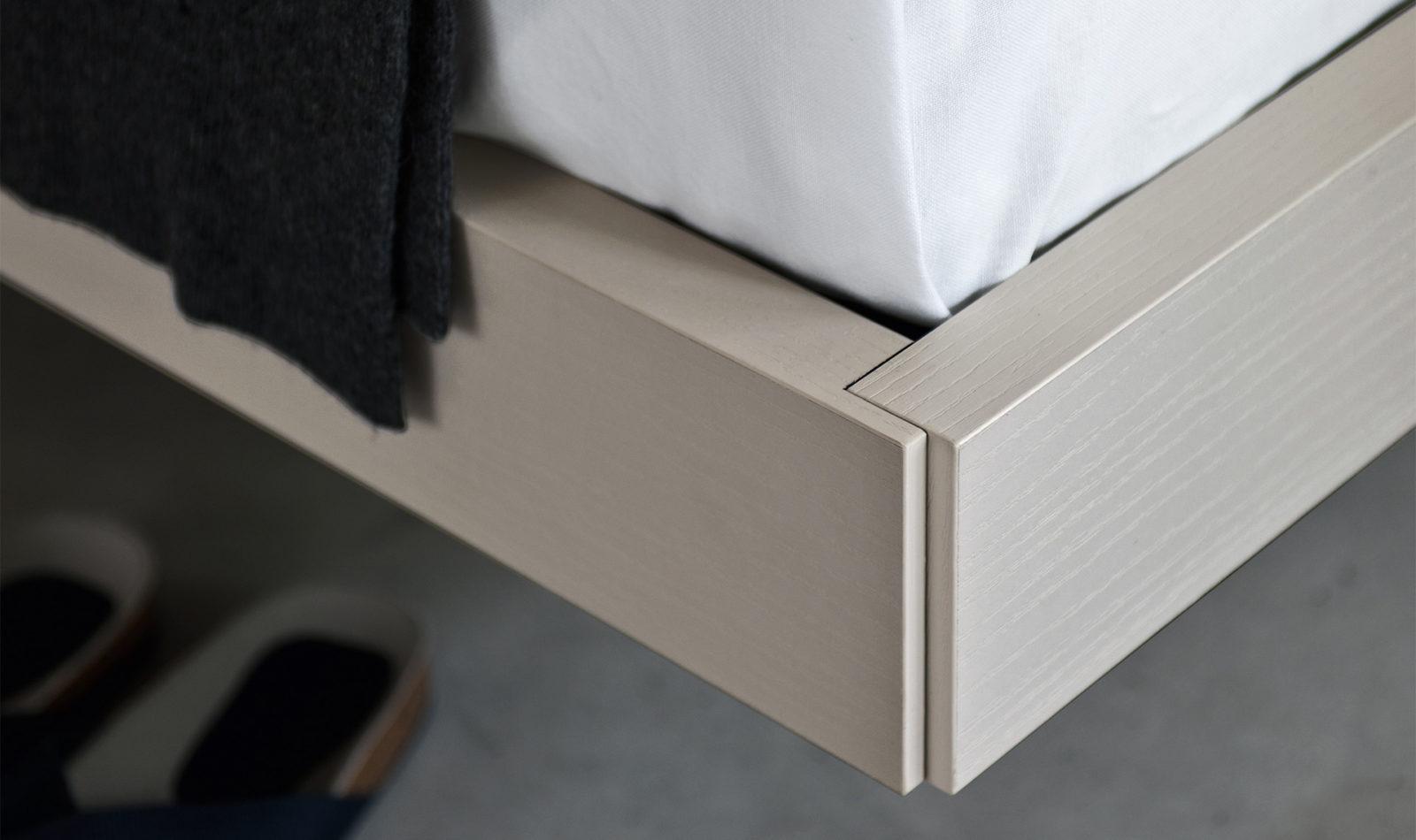 TEO Wood bed with upholstered headboard
