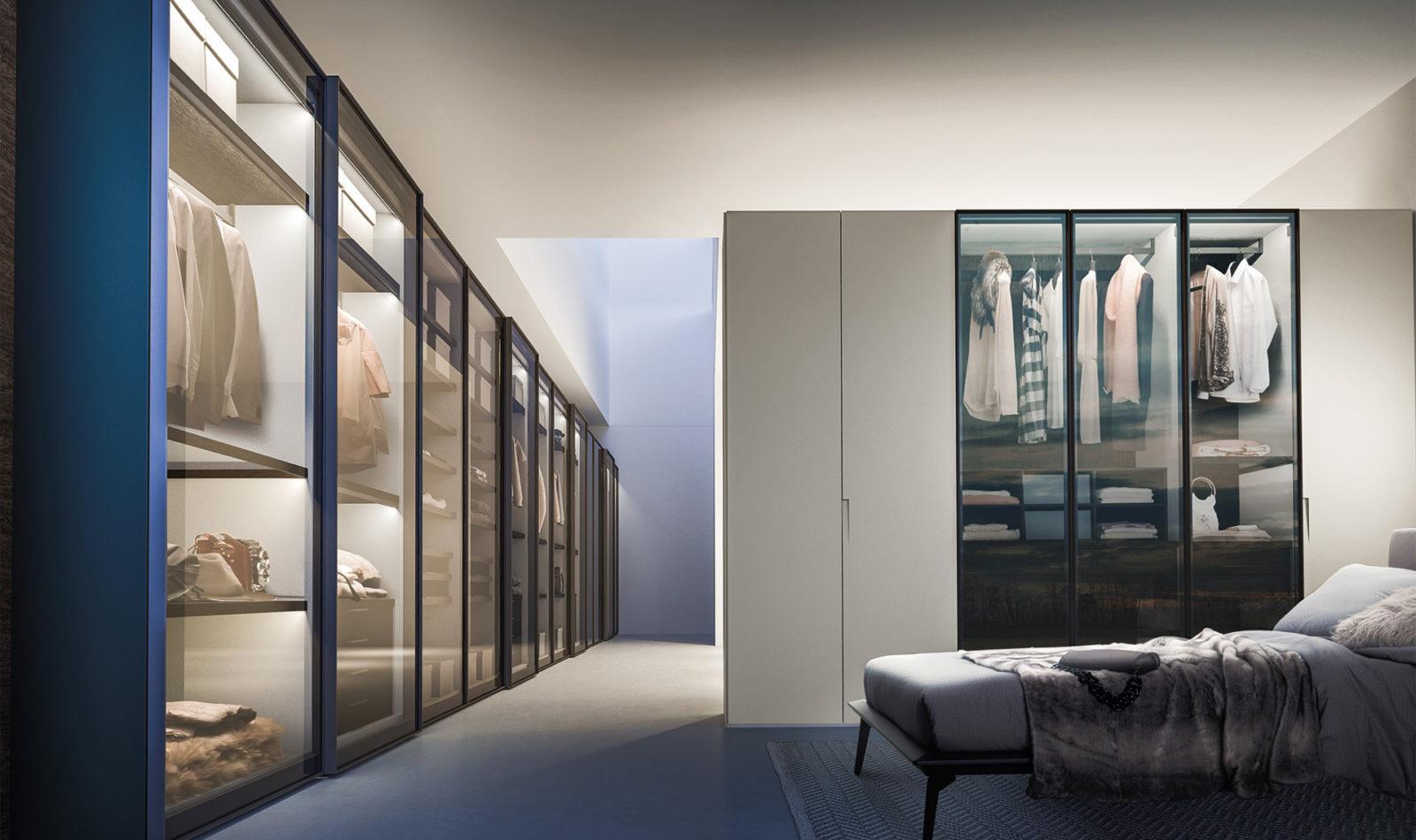 DISPLAY Modular lacquered wardrobe with doors