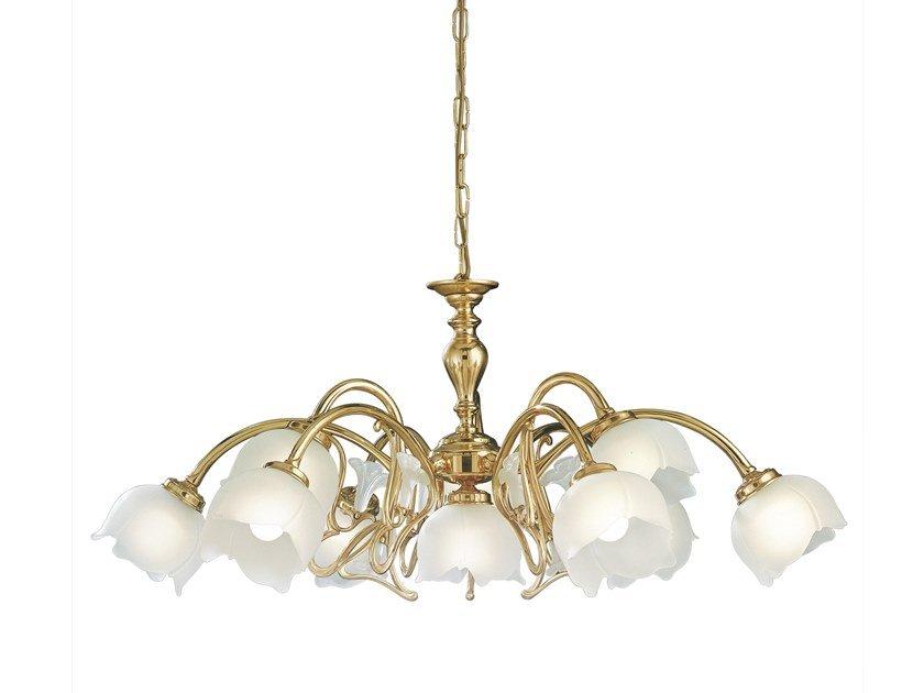 LIBERTY 1400/9+1 Polish brass chandelier with glass