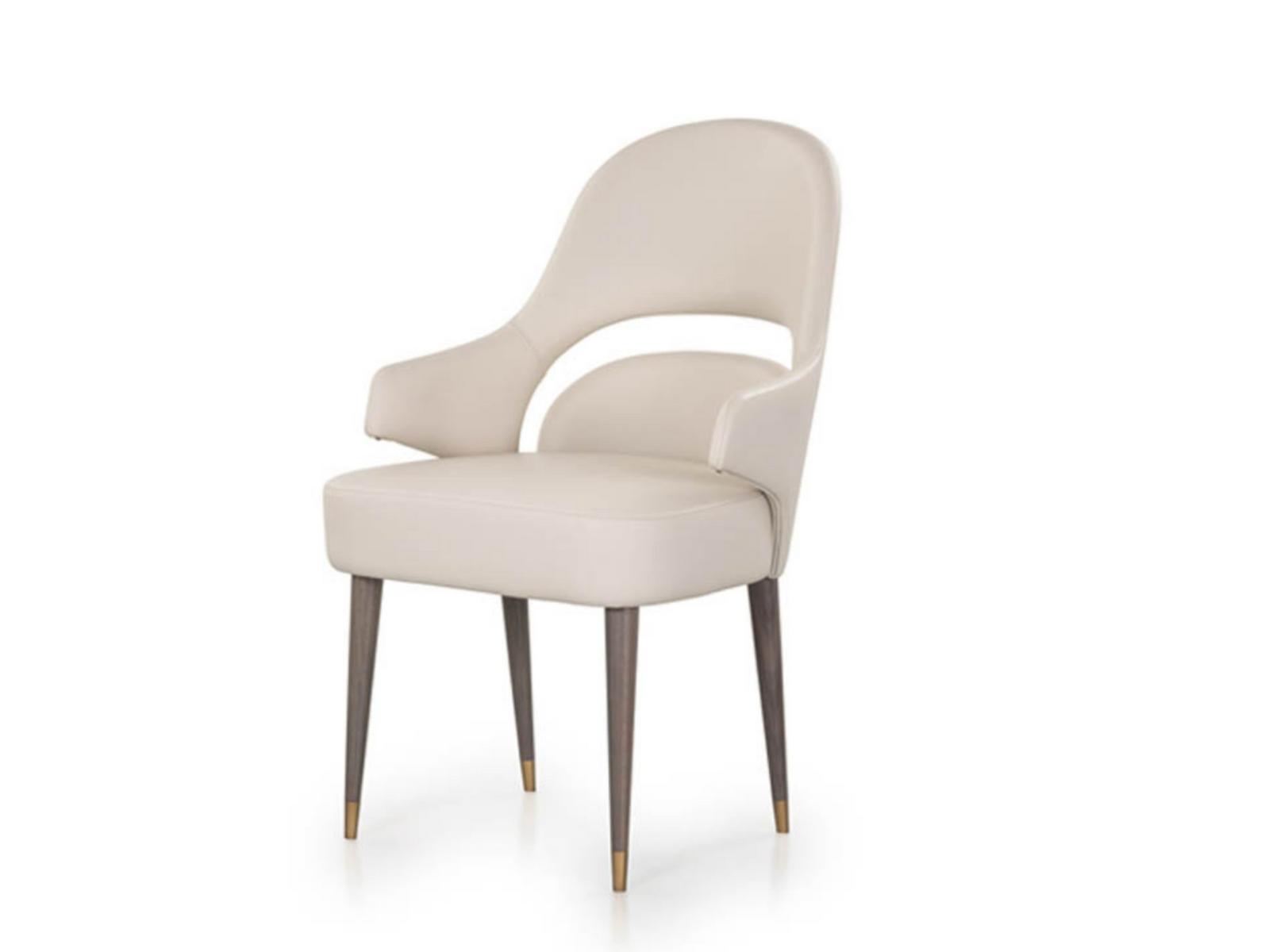 VINE Upholstered leather chair with armrests