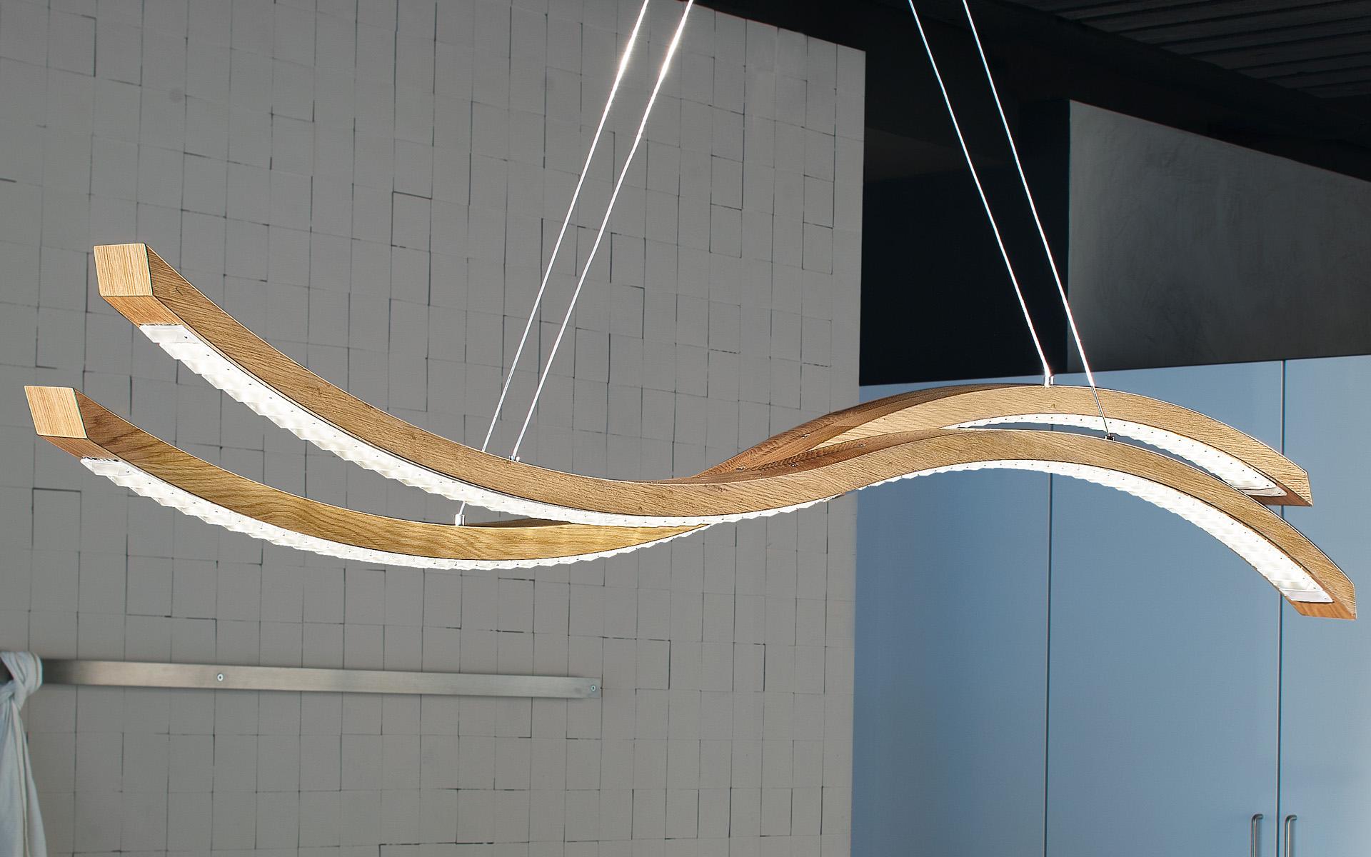 LIBE S100 LED direct light oak pendant lamp