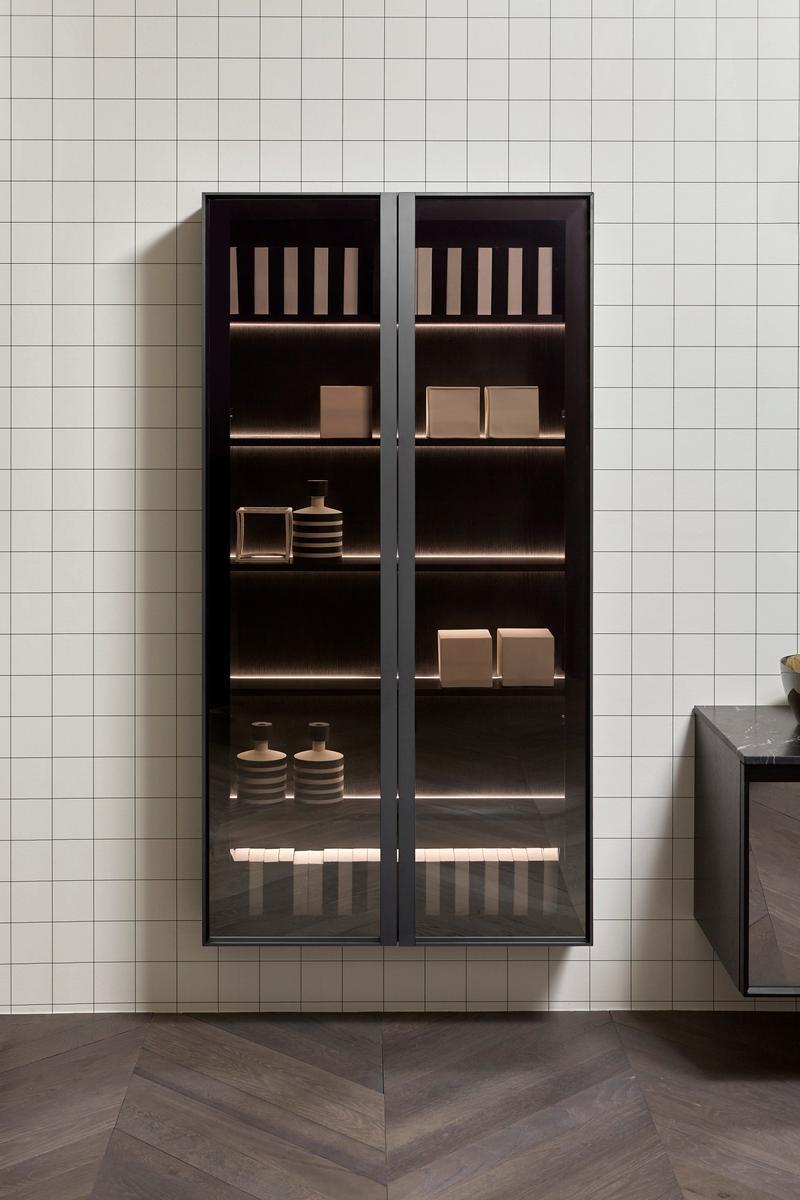 BEMADE Suspended wood and glass bathroom cabinet with doors