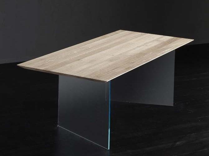 TOLEDO + ICE Rectangular wood and glass dining table