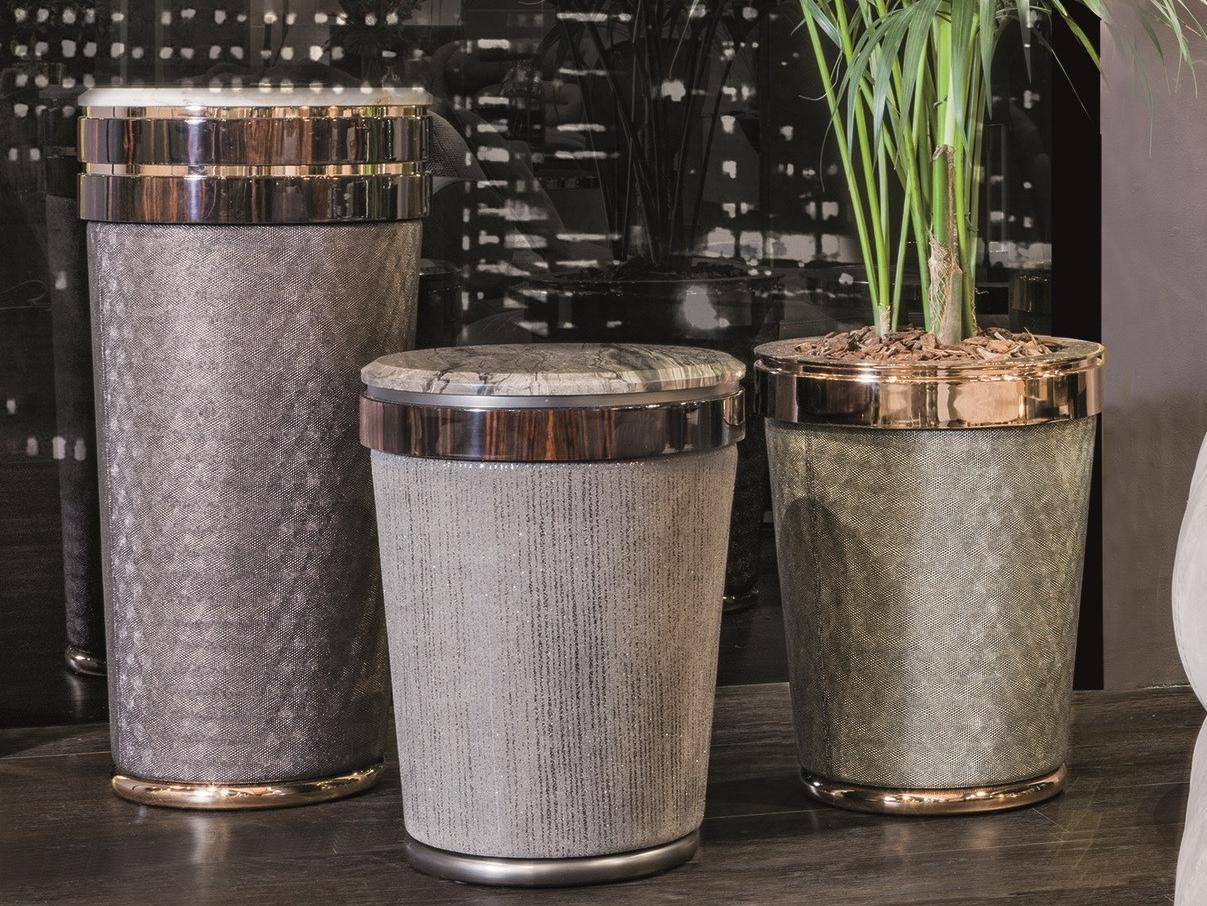 HERBERT Round leather coffee table