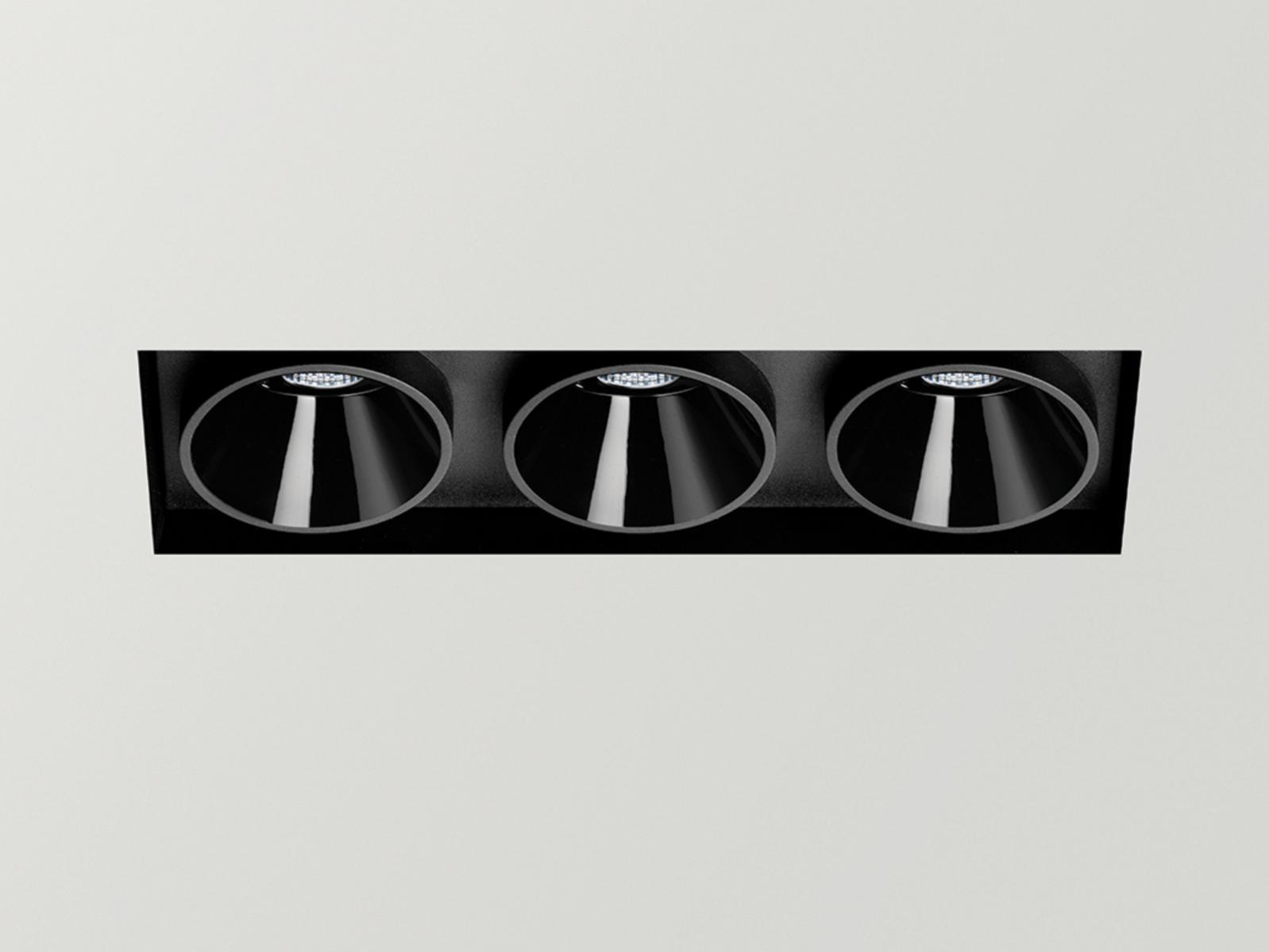 BLACK FOSTER TRIMLESS 3 LED recessed multiple aluminium spotlight