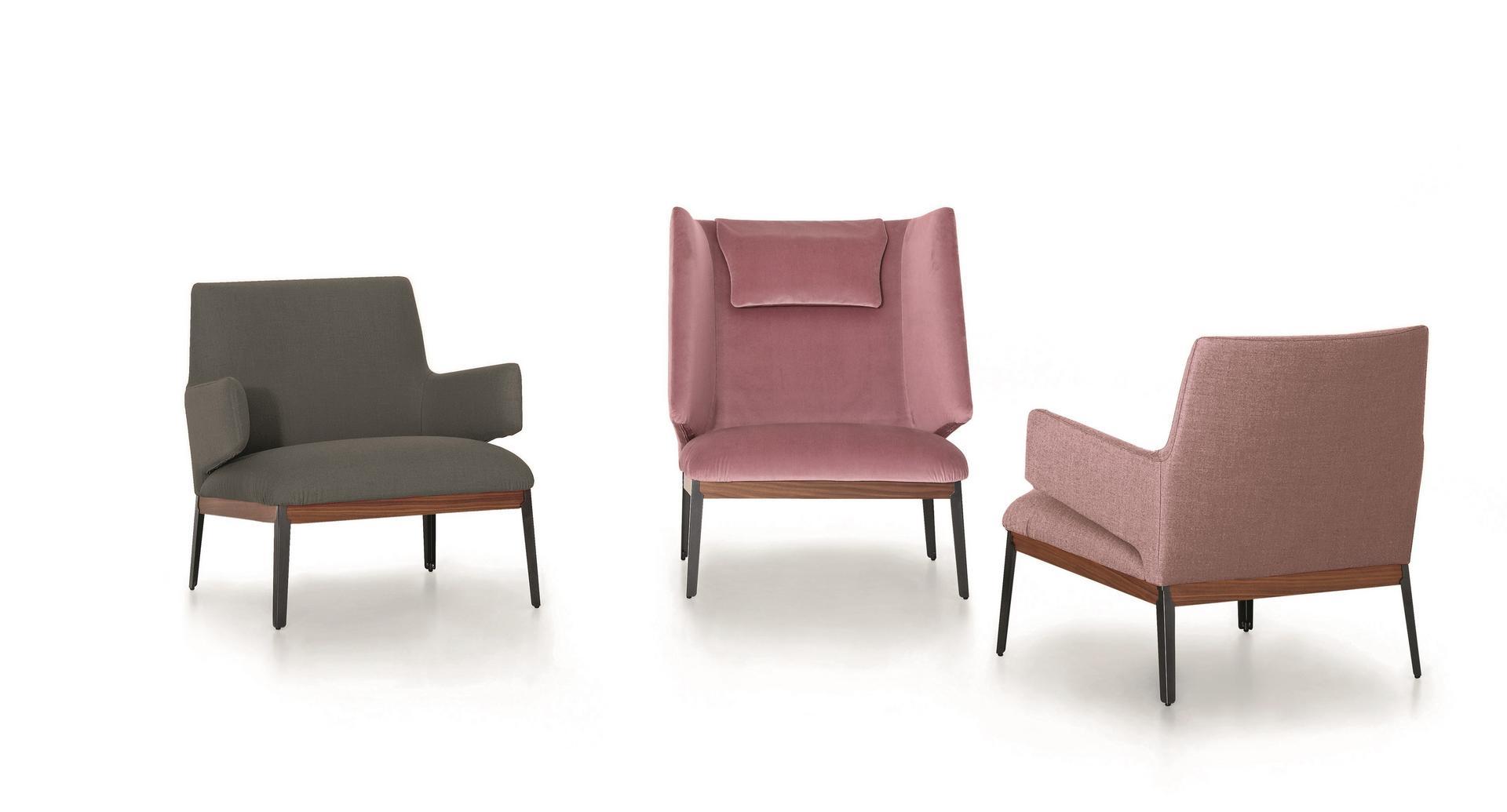 HUG LOW Fabric armchair with armrests