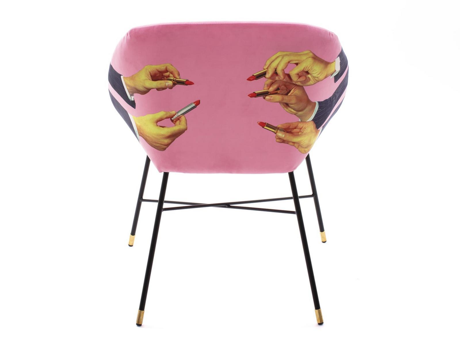 LIPSTICKS PINK Upholstered fabric chair with armrests