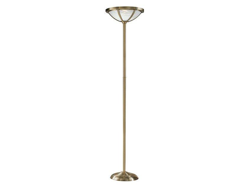 PABLO 1993/P Antique Brass floor lamp with opal glass