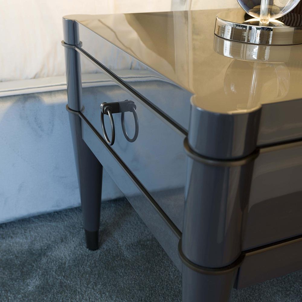 AMBRA Rectangular lacquered bedside table with drawers