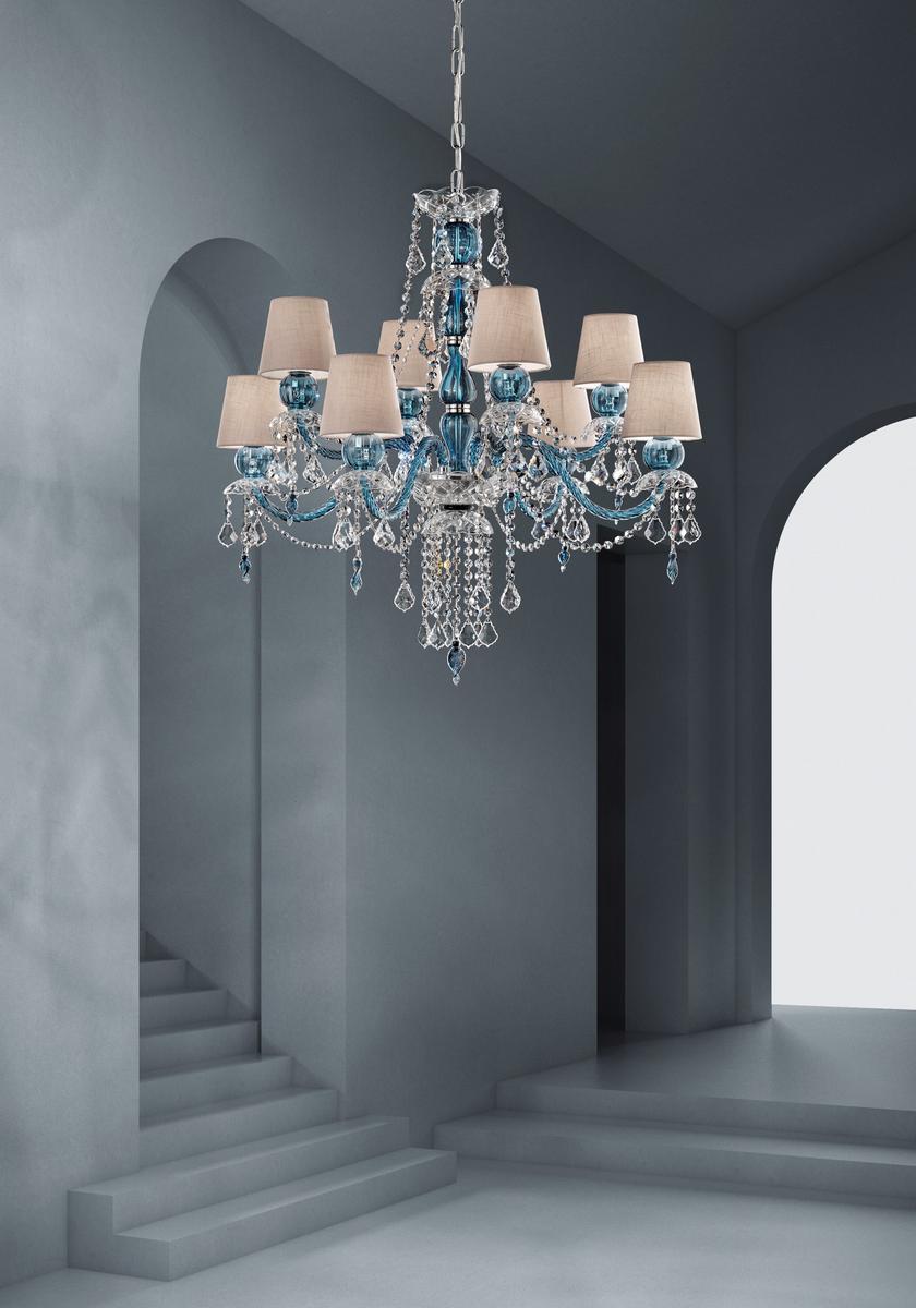 MICHIEL Glass chandelier with crystals