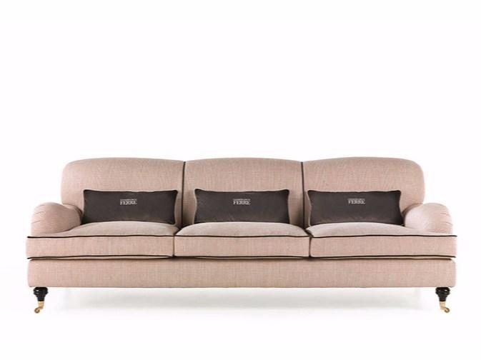 LONDON 3 seater fabric sofa with castors