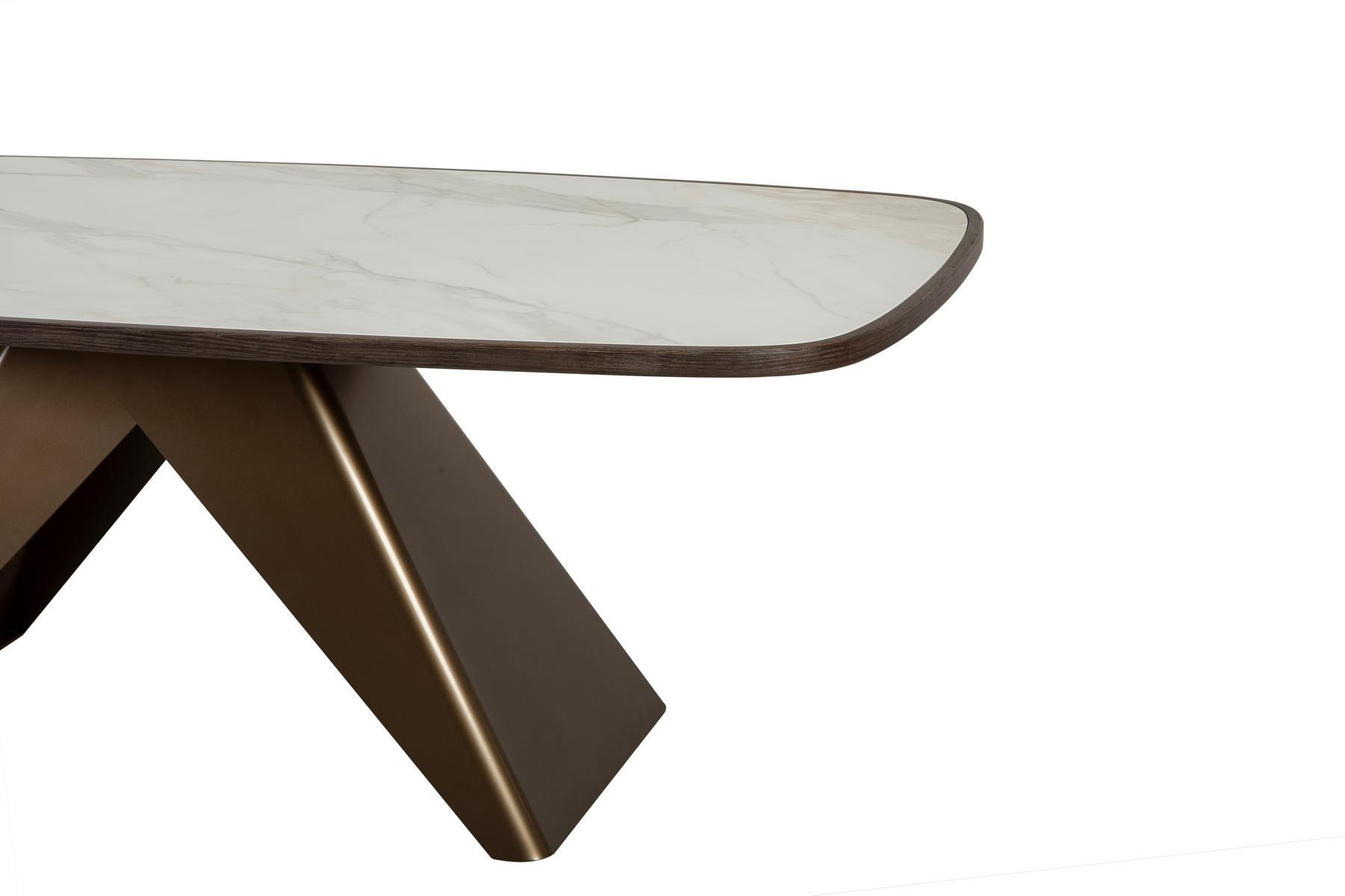 MAITRE Rectangular table in porcelain stoneware and steel base