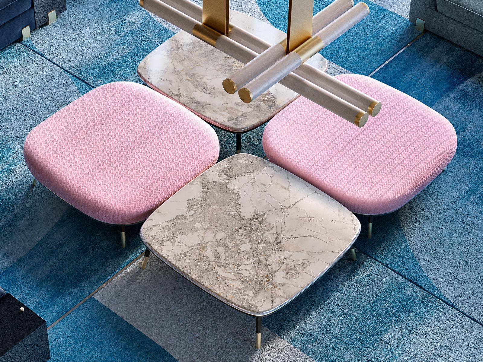 SABRINA Upholstered square pouf bed