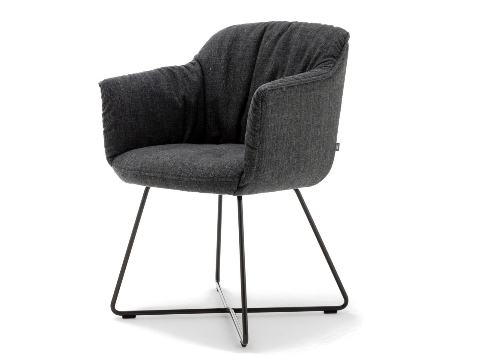 641 Upholstered fabric chair with armrests