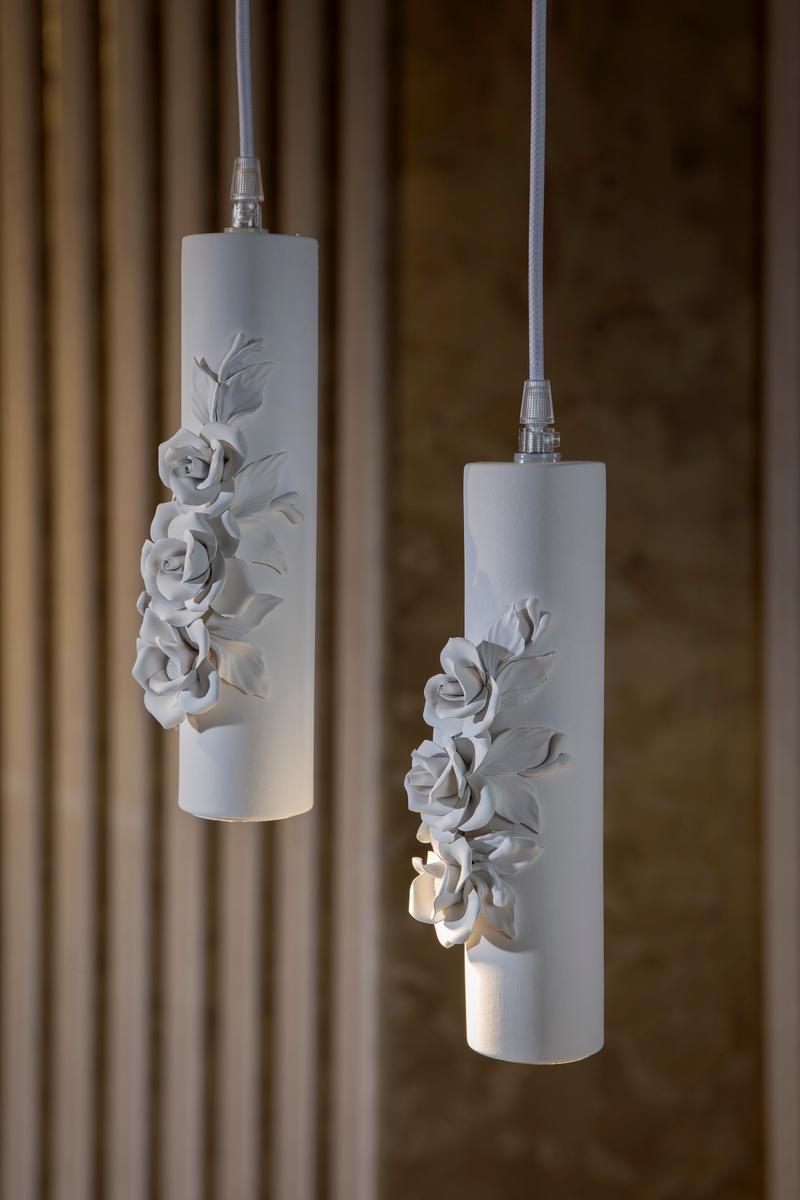 CAPODIMONTE Direct light white-paste pendant lamp