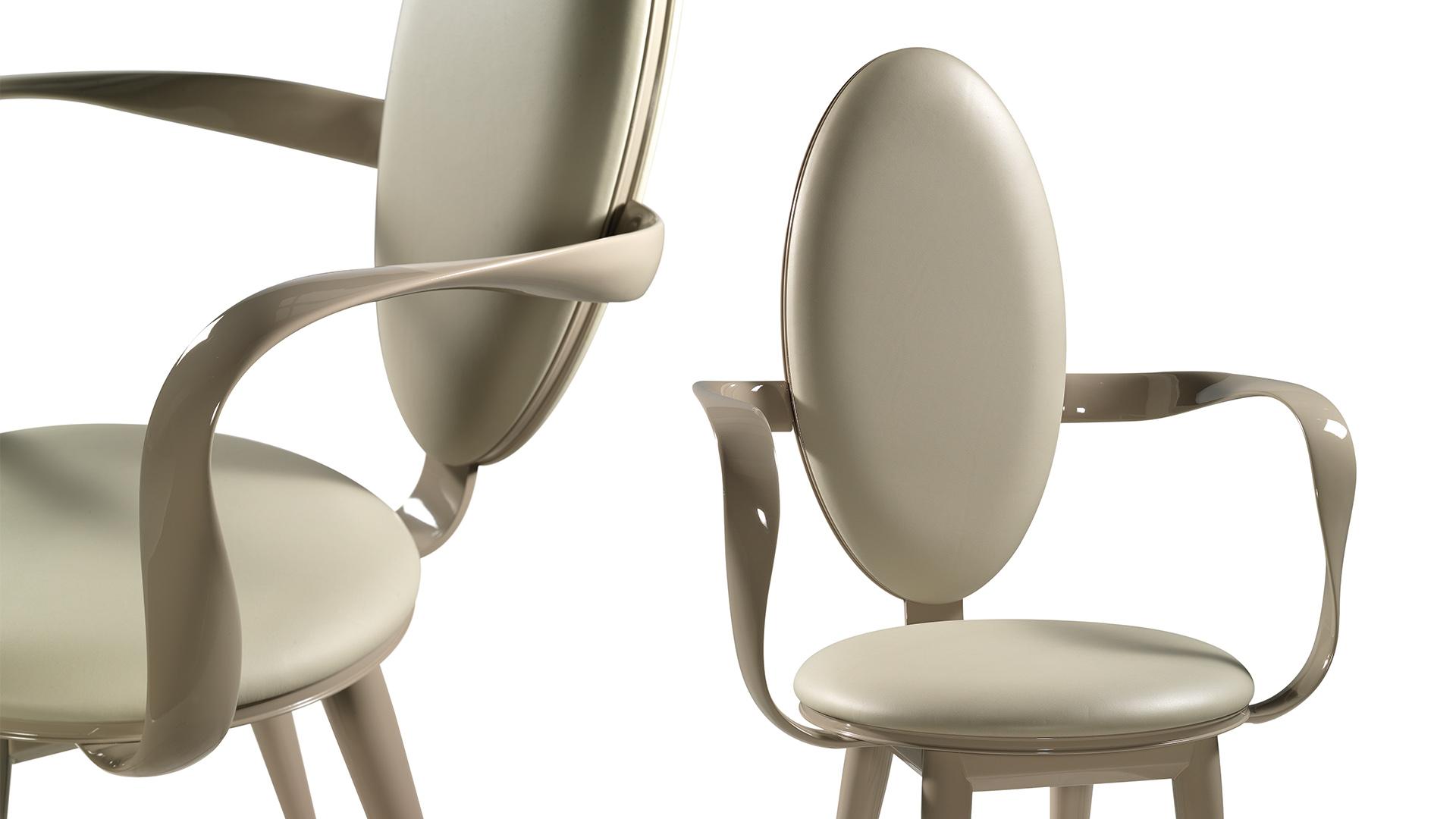 BASTIDE Upholstered leather chair with armrests