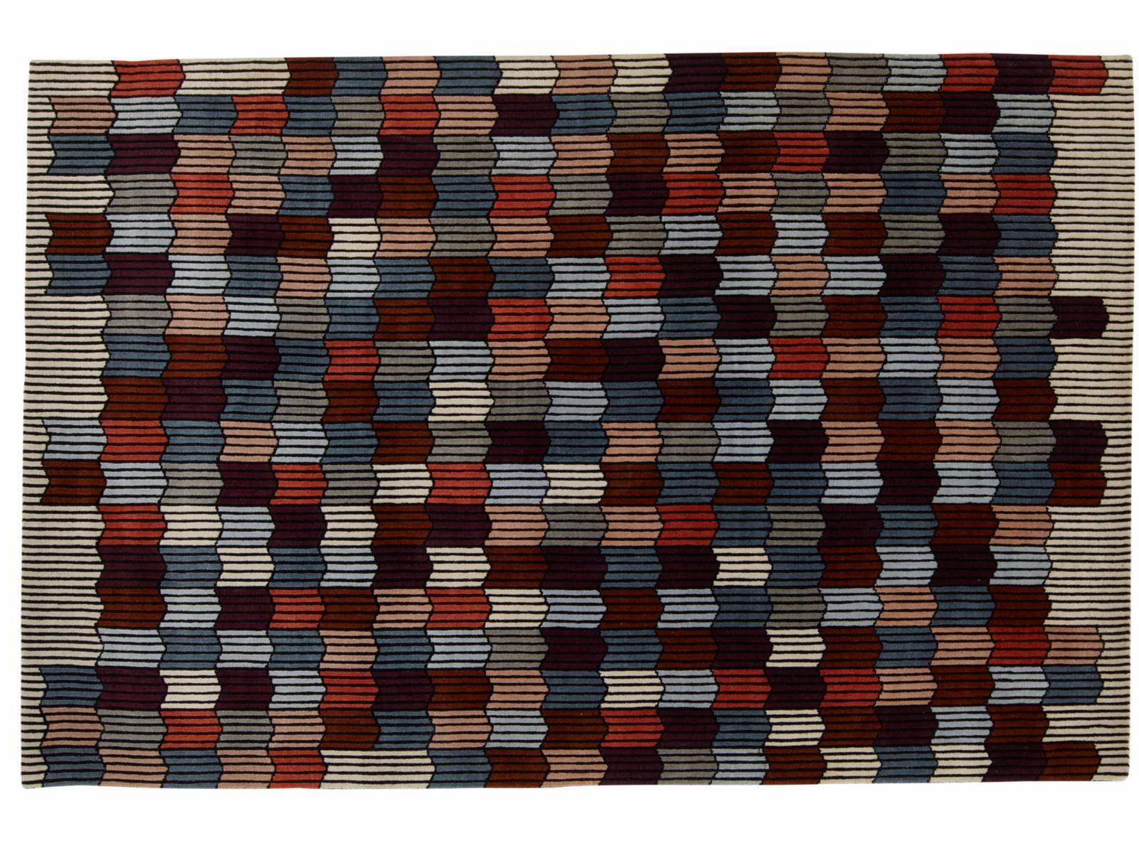 MÉMOIRE D’UNE TRAME Handmade rectangular wool rug with geometric shapes
