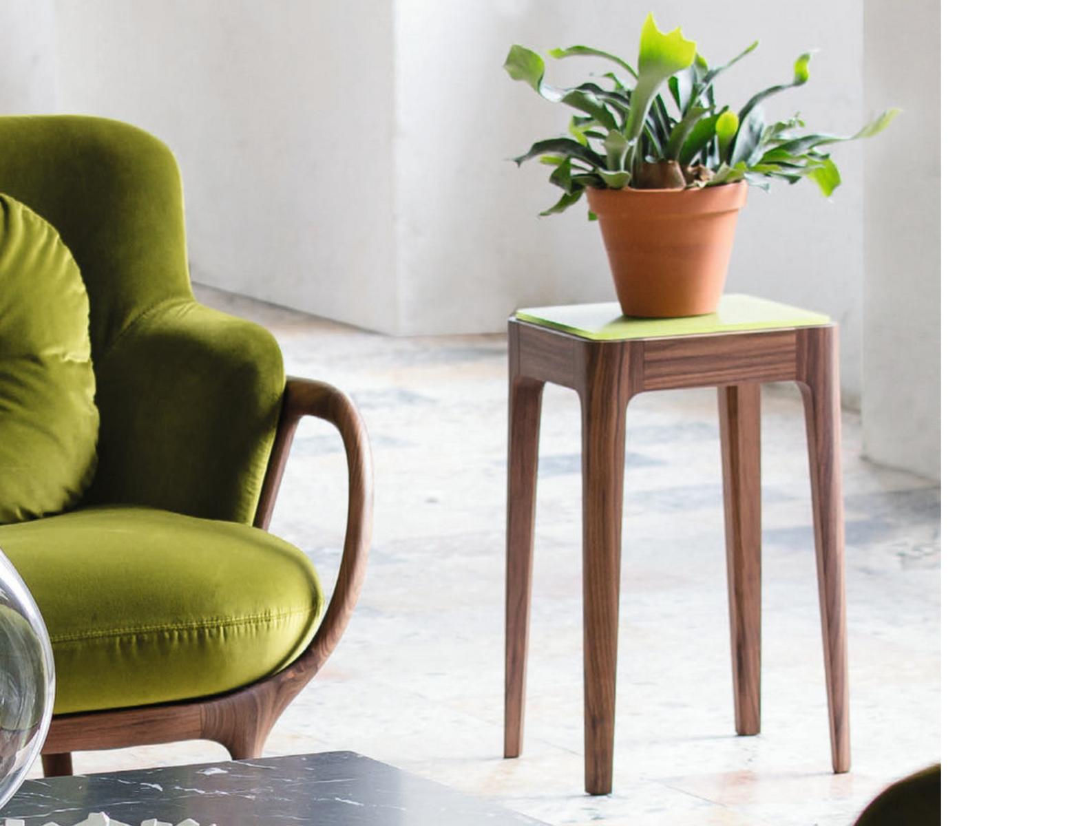 ZIGGY 2 Square walnut high side table