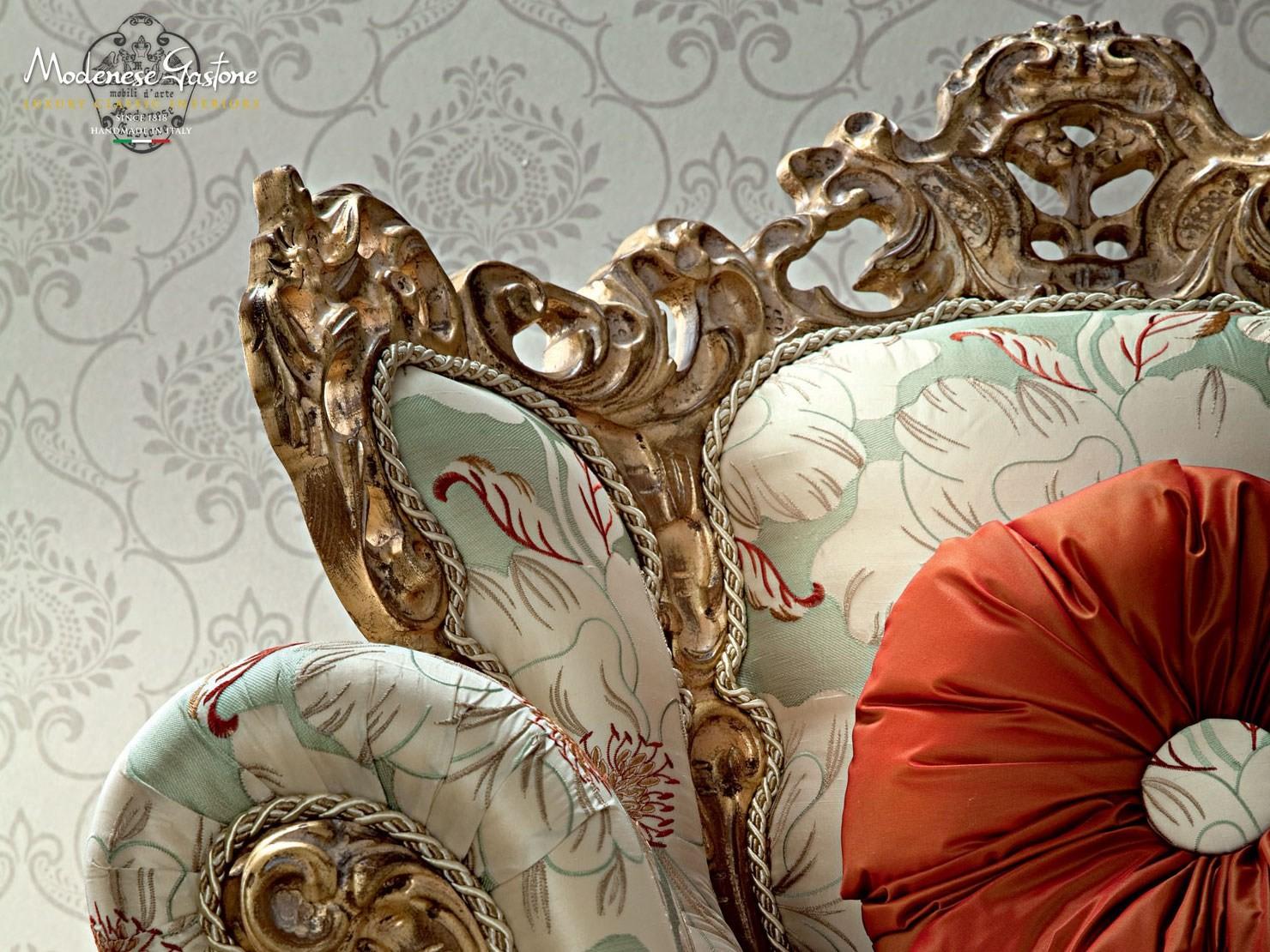 12410 Upholstered wooden armchair with armrests