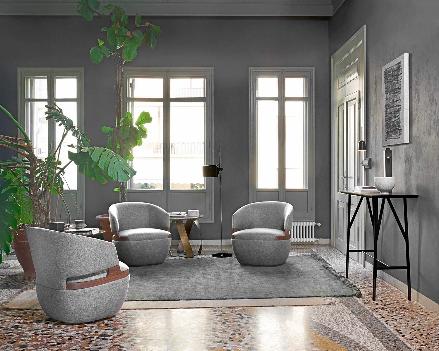 VELIS Swivel fabric easy chair