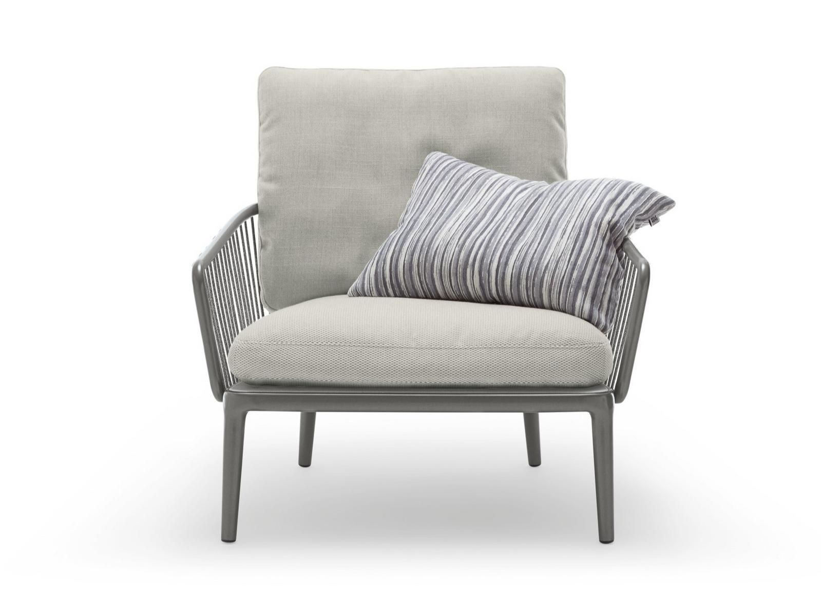 271 YOKO Fabric and aluminium garden armchair with armrests