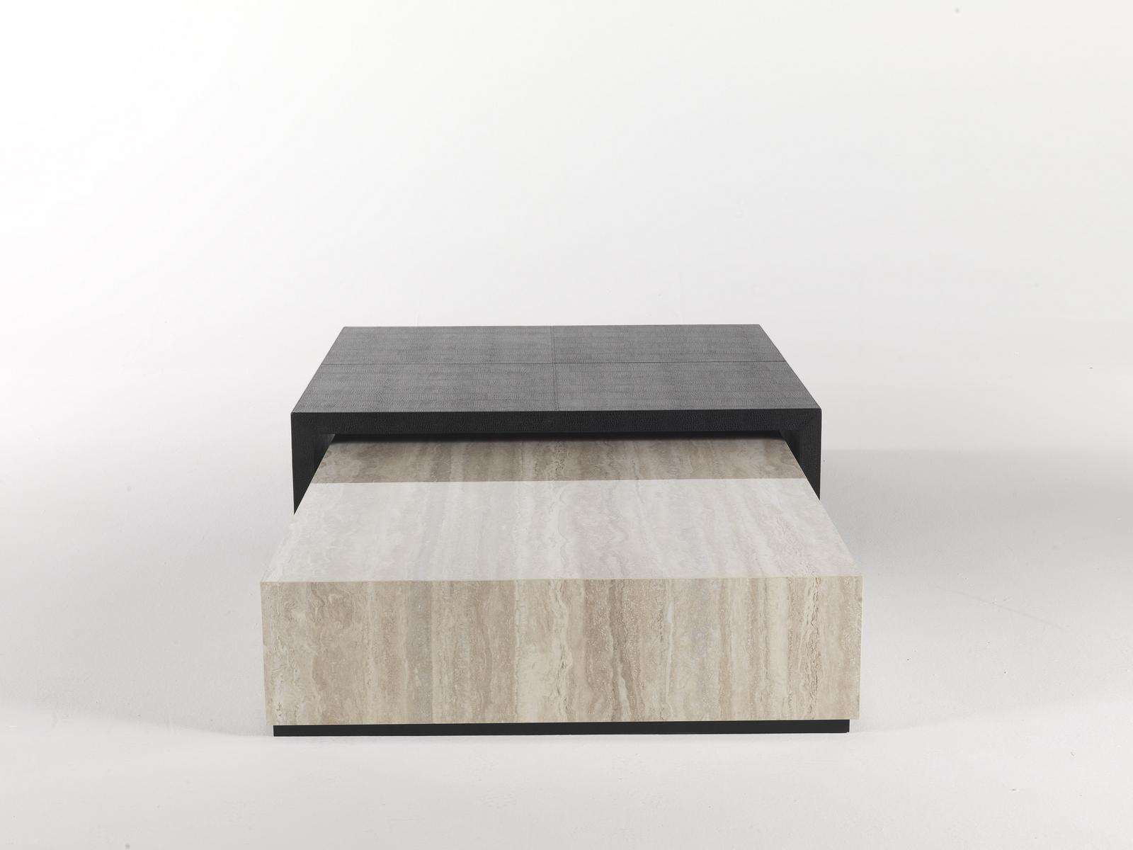 KAY Rectangular leather coffee table