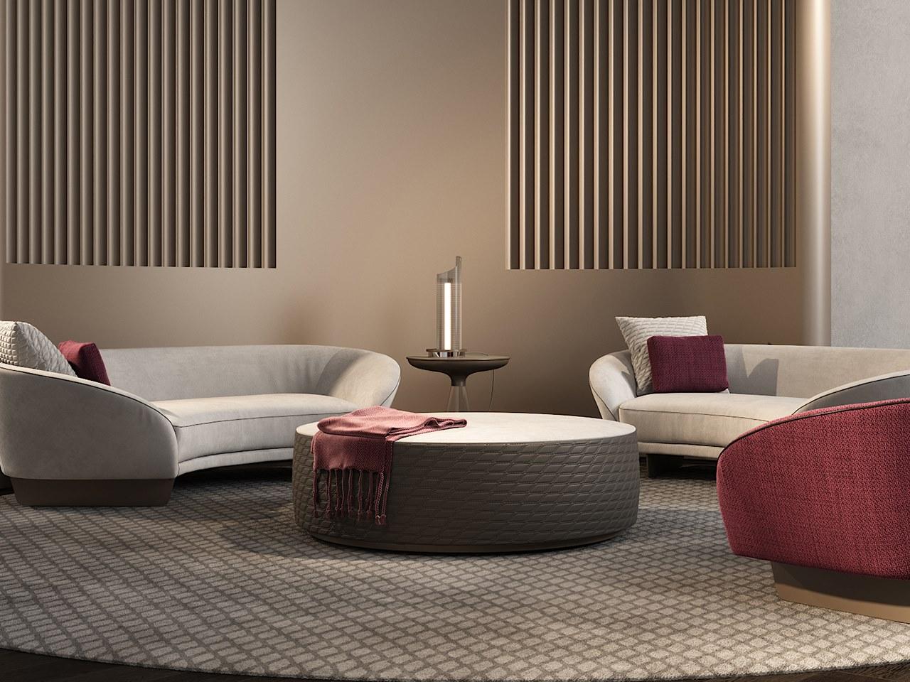CIRCLE Round leather pouf