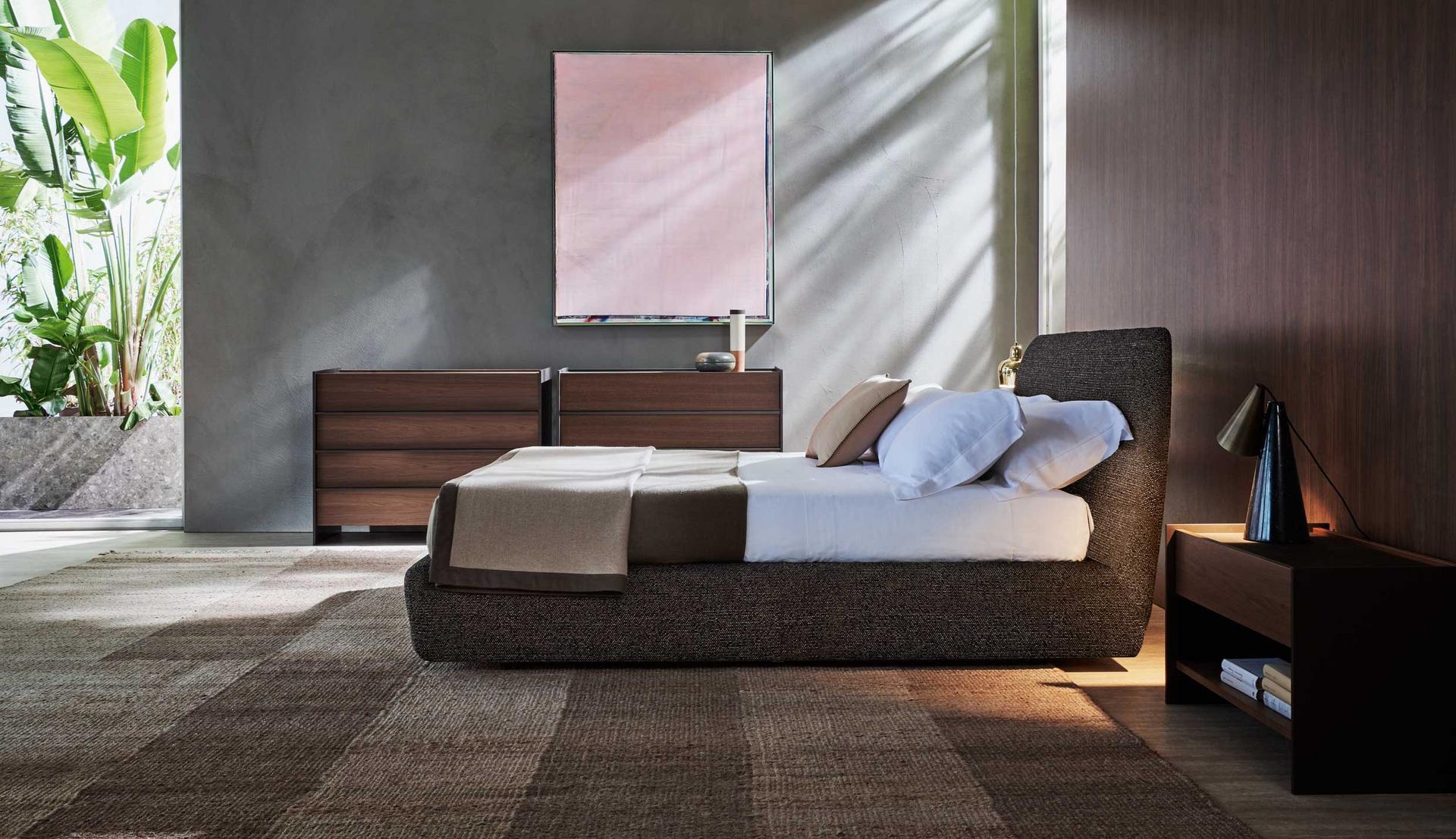 GREENWICH Fabric storage bed with upholstered headboard