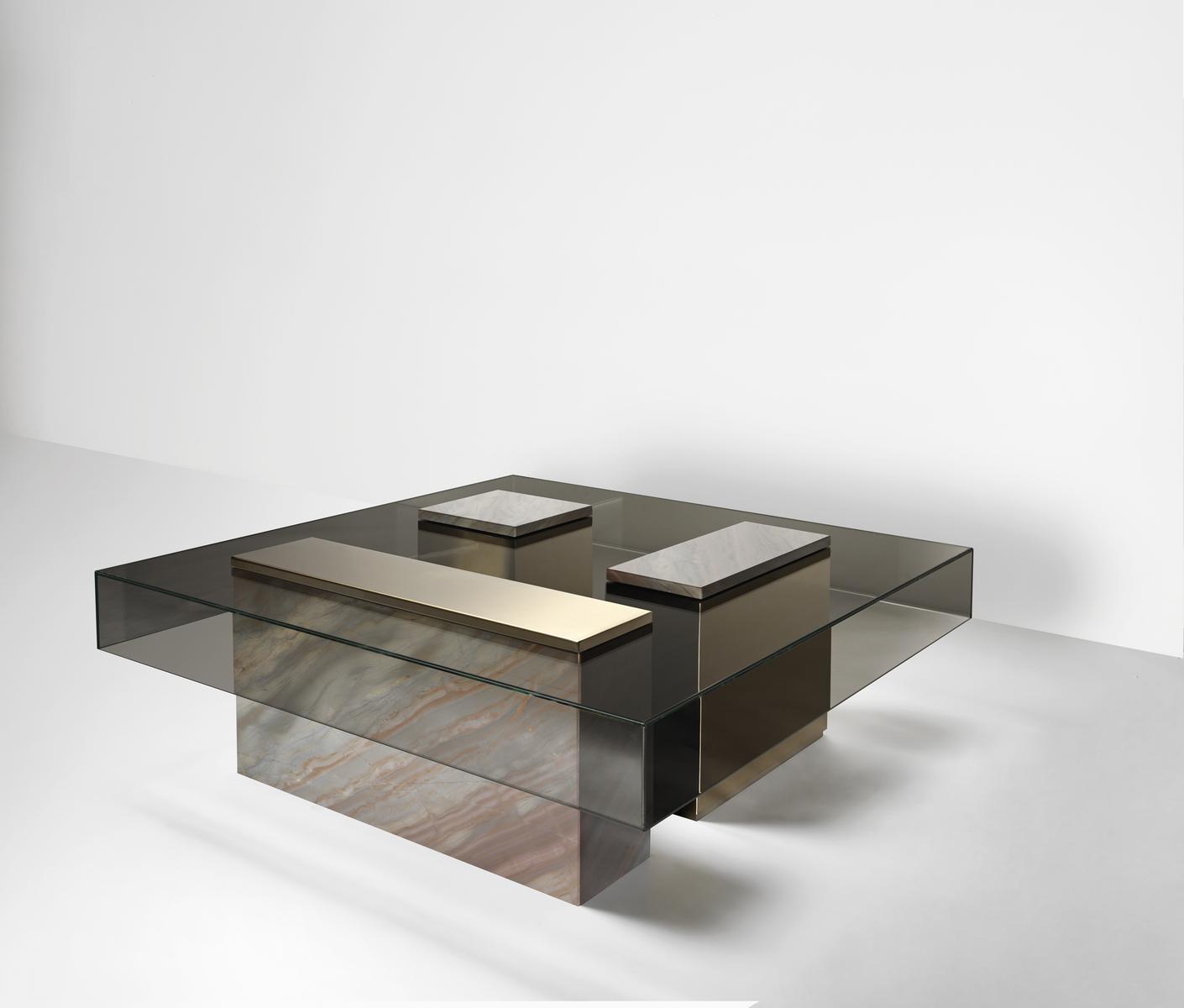 MARTY Low glass coffee table for living room