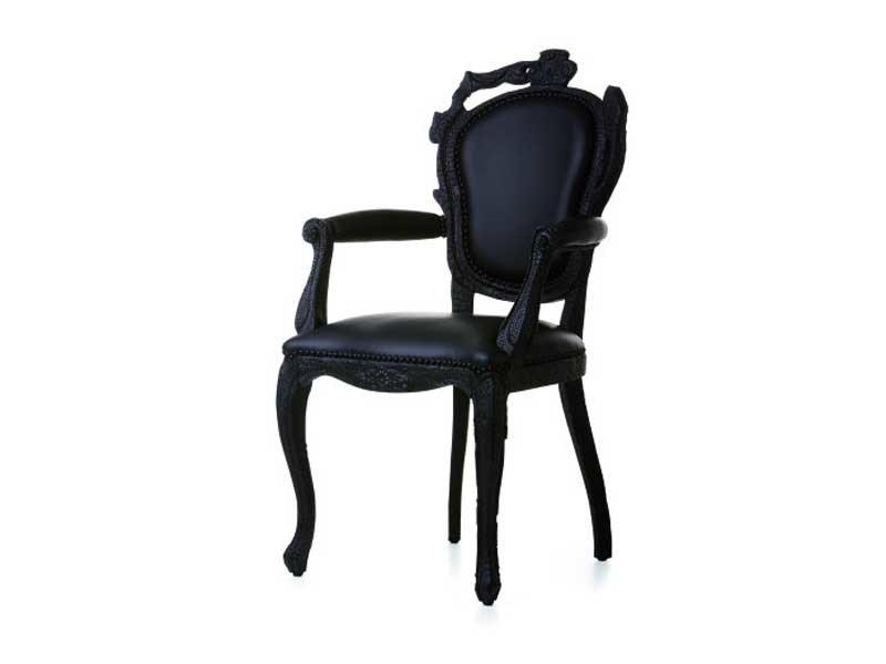 SMOKE DINING ARMCHAIR Wooden chair with armrests
