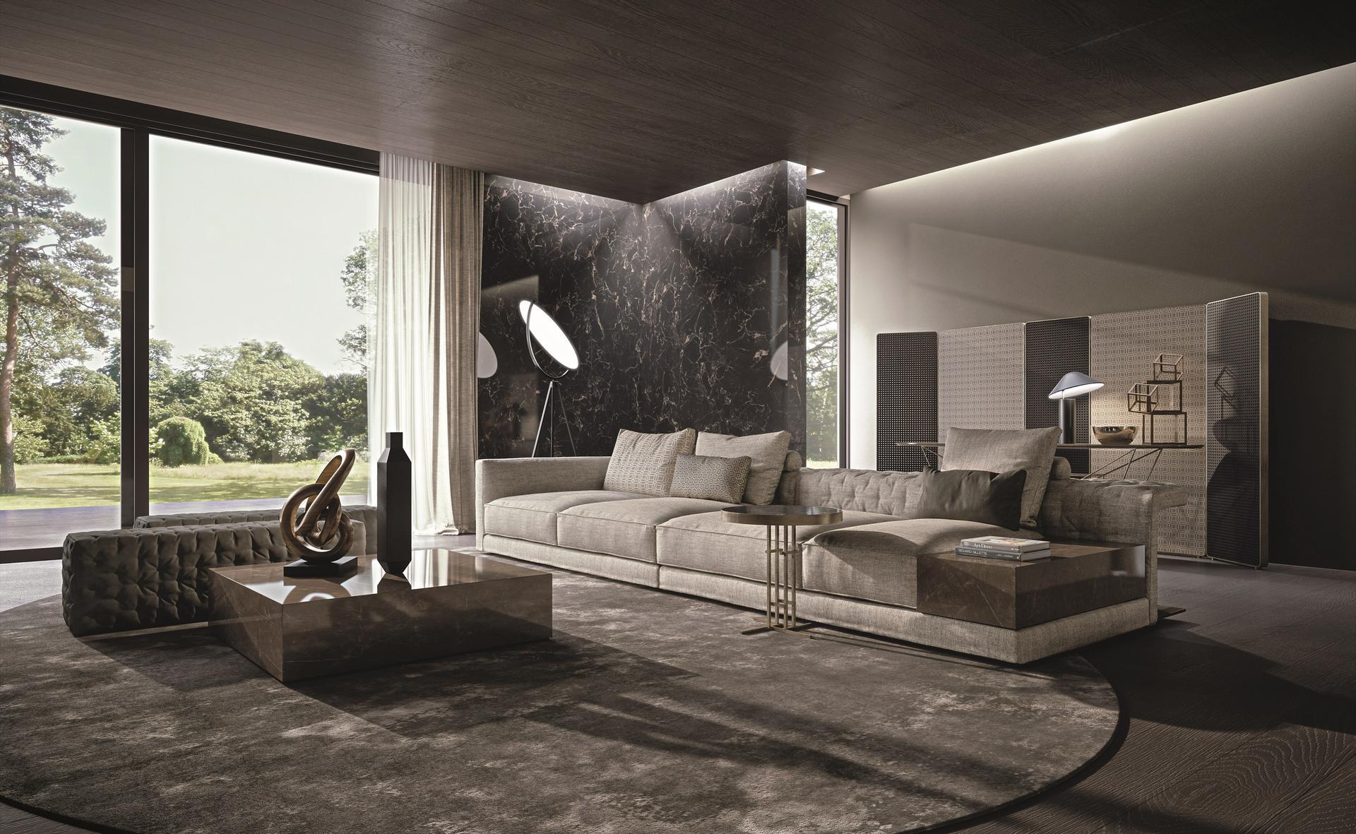 MILLER Low porcelain stoneware coffee table for living room