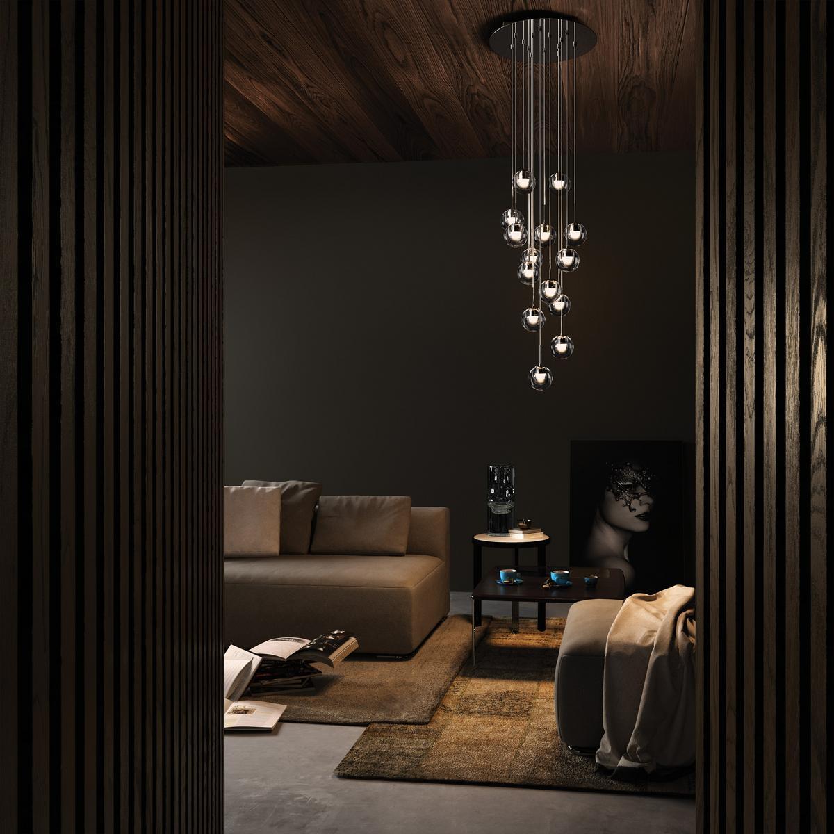 DEW LED glass and aluminium pendant lamp