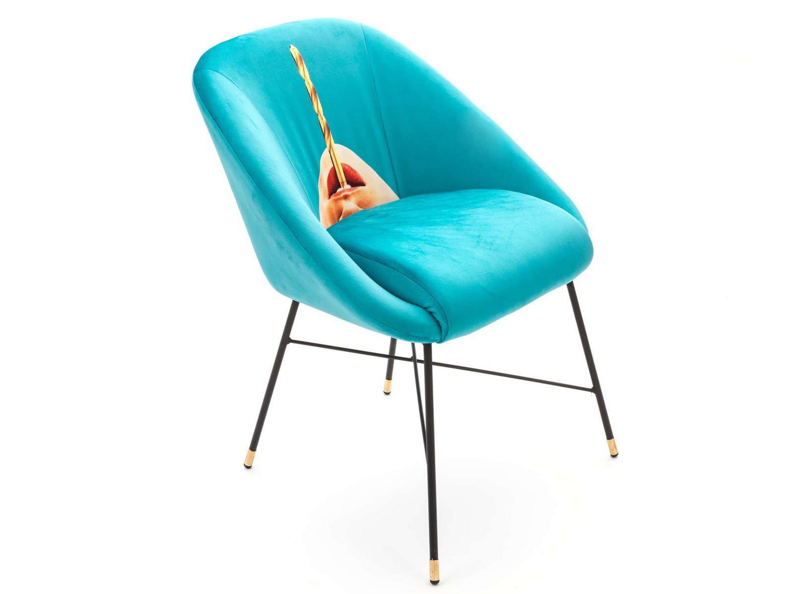 DRILL Upholstered fabric chair with armrests