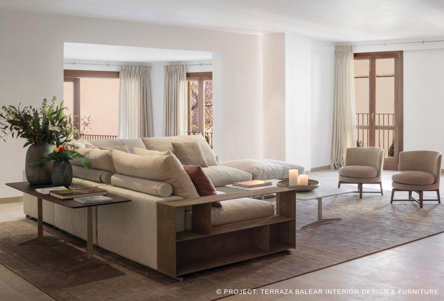 GROUNDPIECE Sectional fabric sofa with storage space