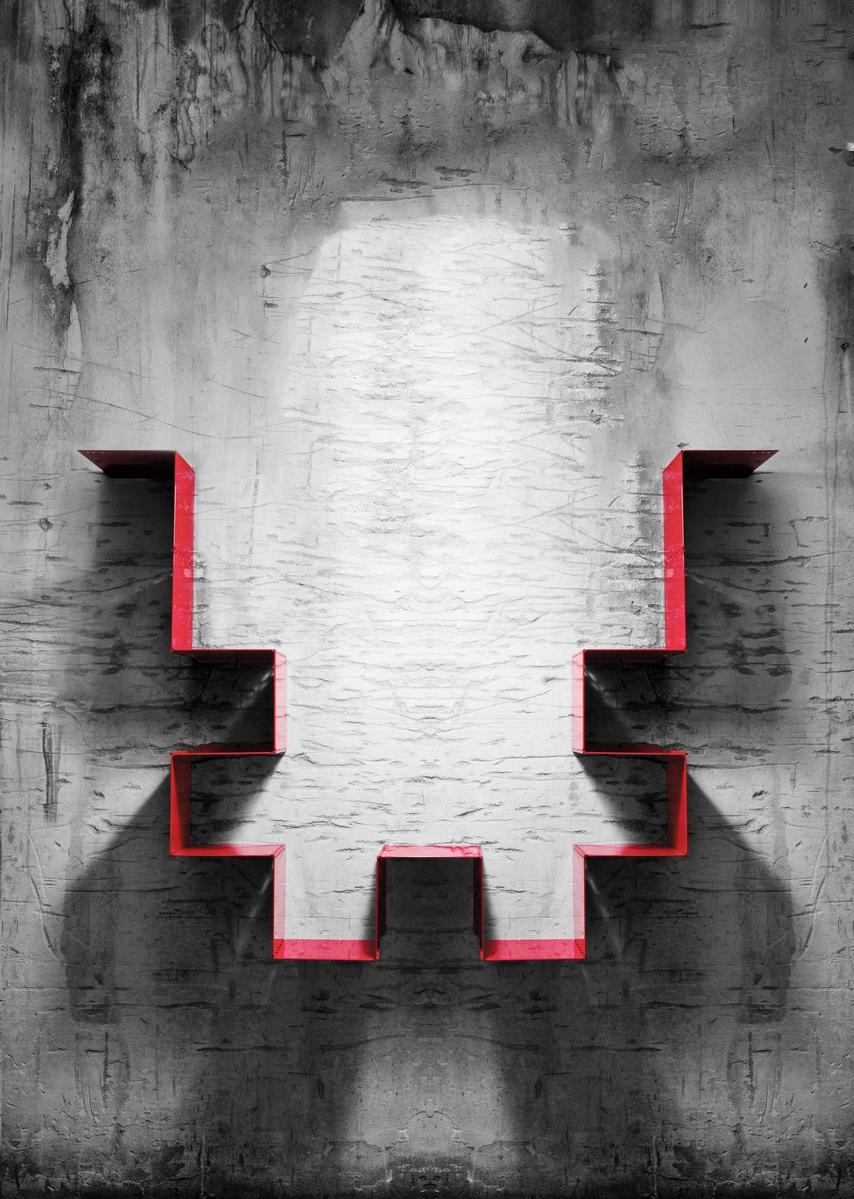 349 Wall-mounted modular iron bookcase