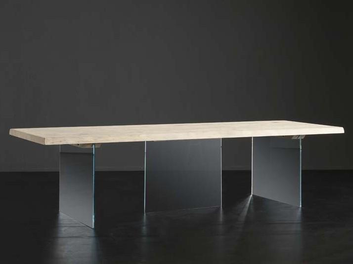 DENVER + ICE Rectangular wood and glass dining table